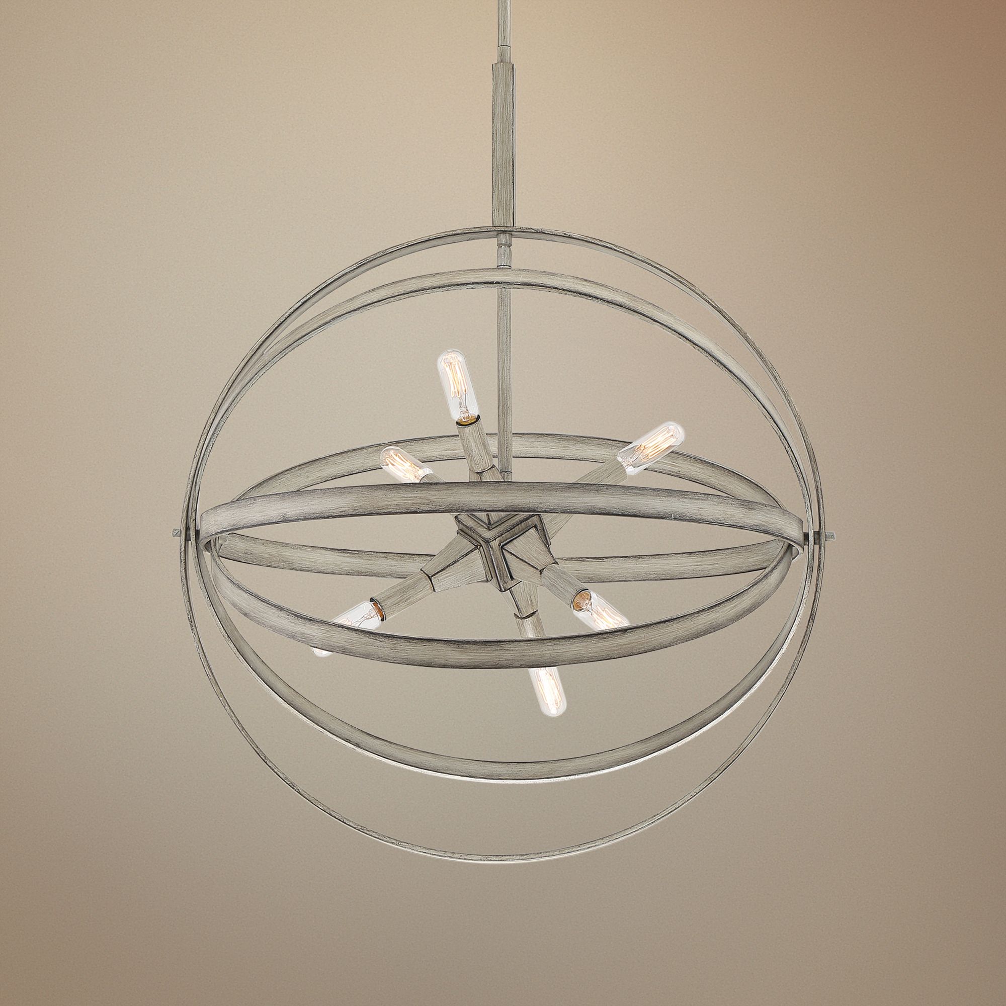 Oculus 22 1/4"W Weathered White Maple 6-Light Orb Pendant