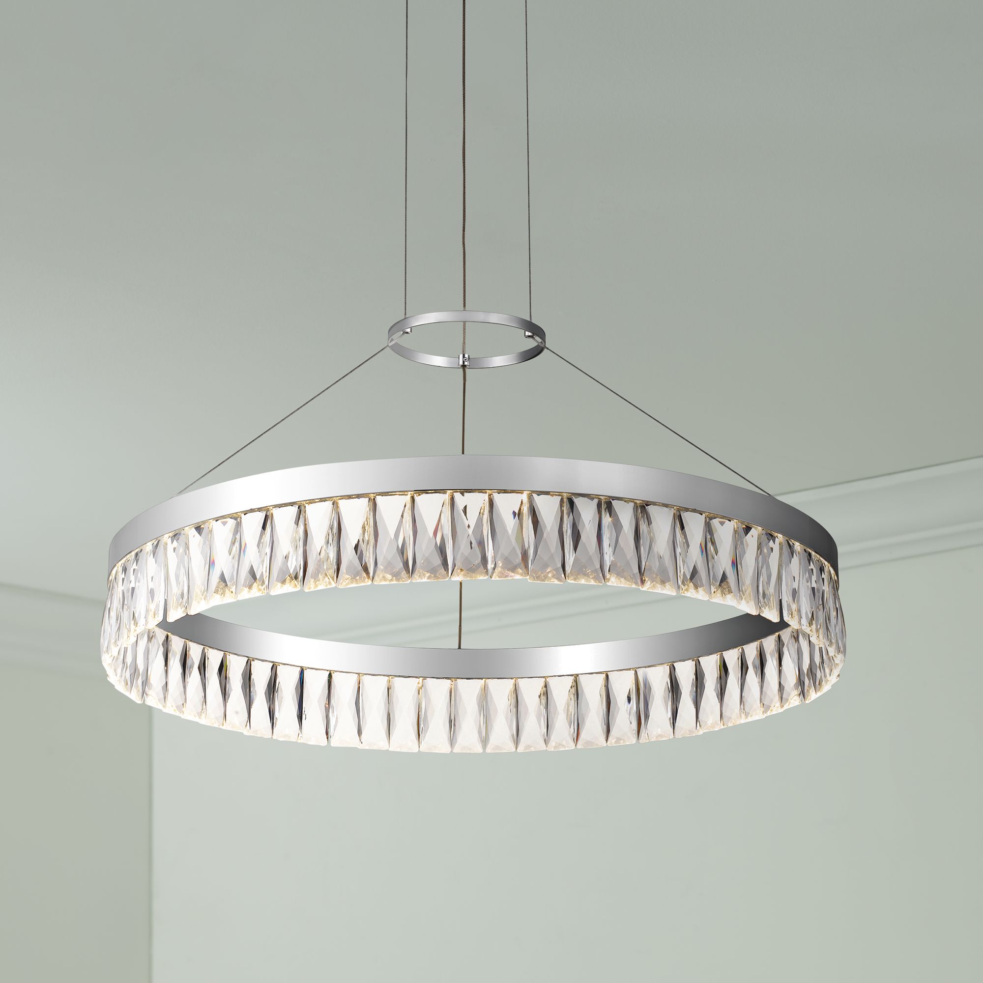 Encore 23 1/2"W Polished Chrome LED Crystal Pendant Light