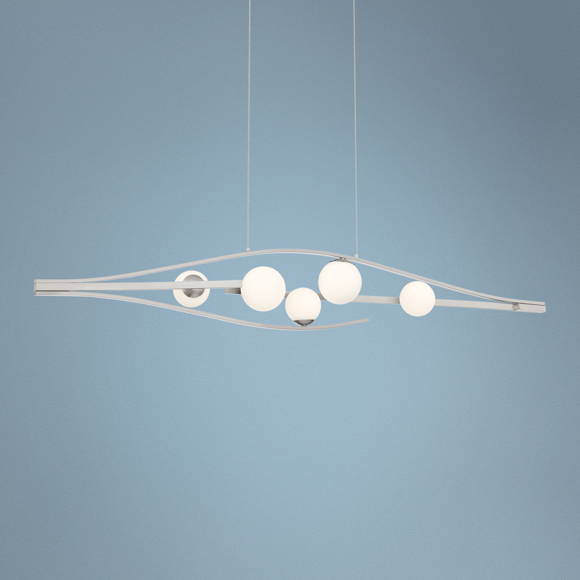 Interval 47 1/4"W Nickel LED Kitchen Island Light Chandelier