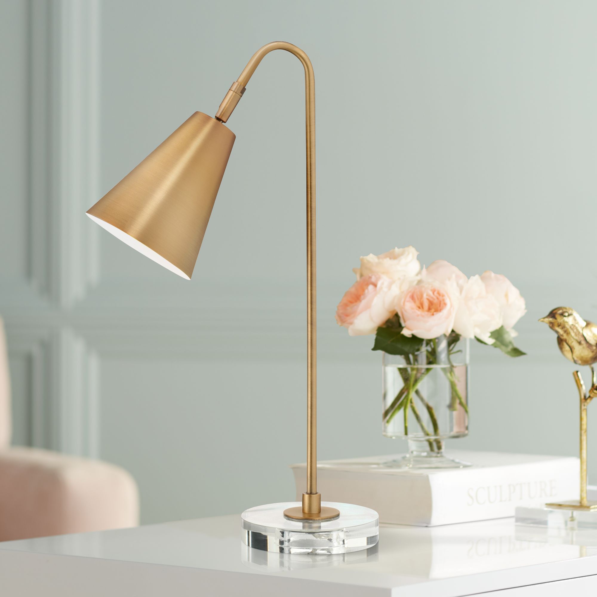 Jamie Young Gazette Antique Brass Iron Desk Lamp