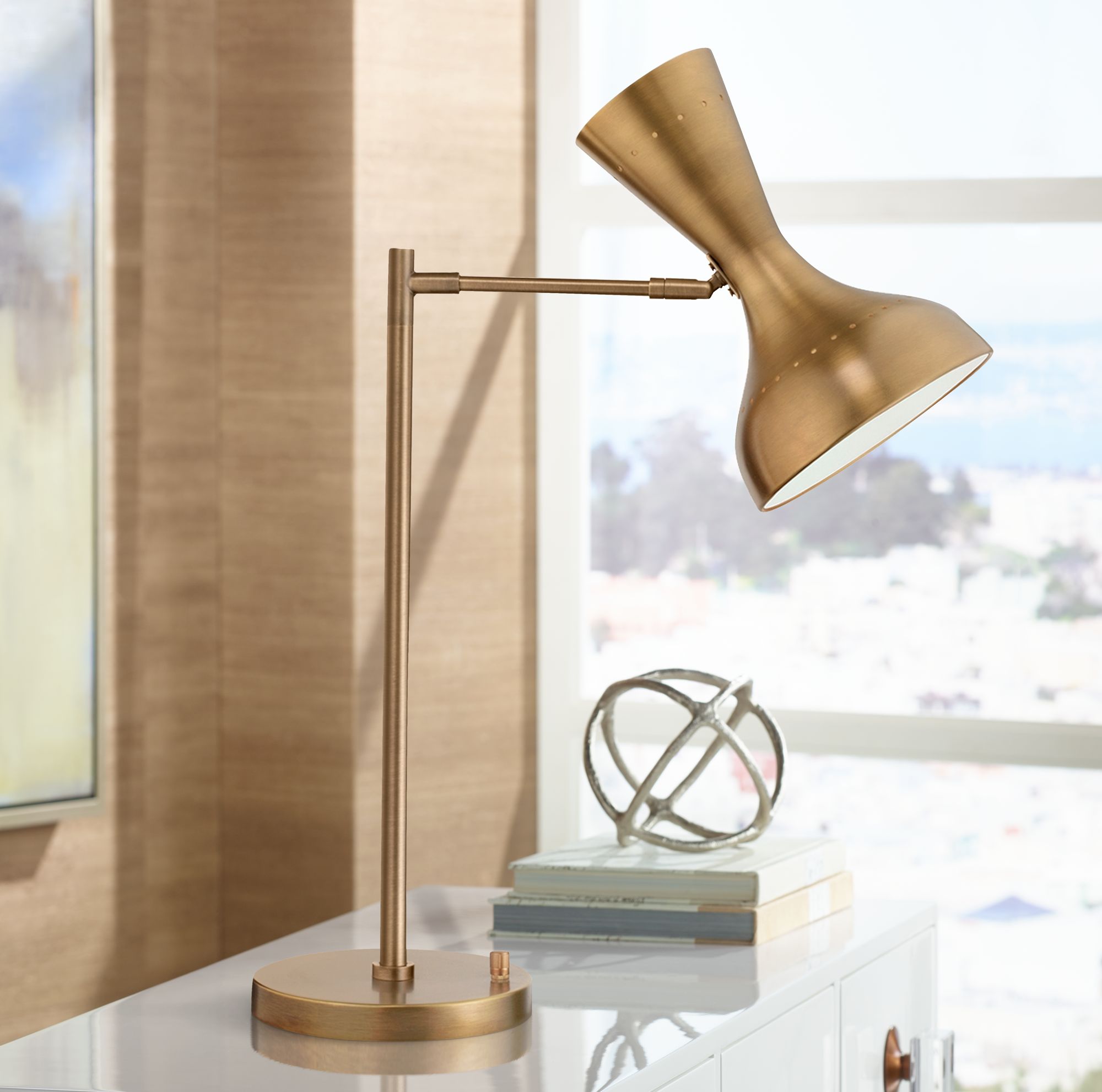 Jamie Young Pisa Antique Brass 2-Directional Desk Lamp