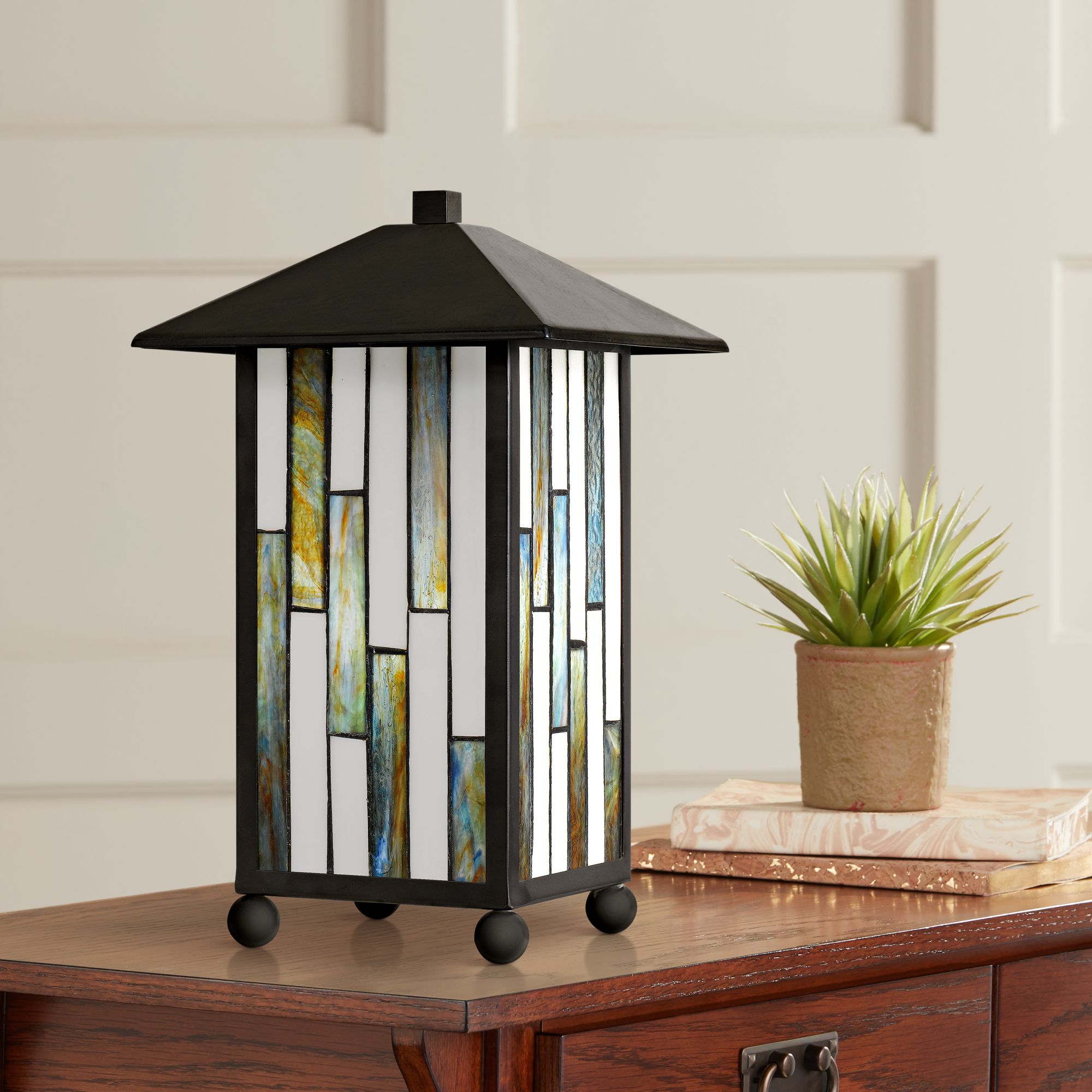 Dormont 14 1/4" High Bronze Tiffany-Style Accent Table Lamp