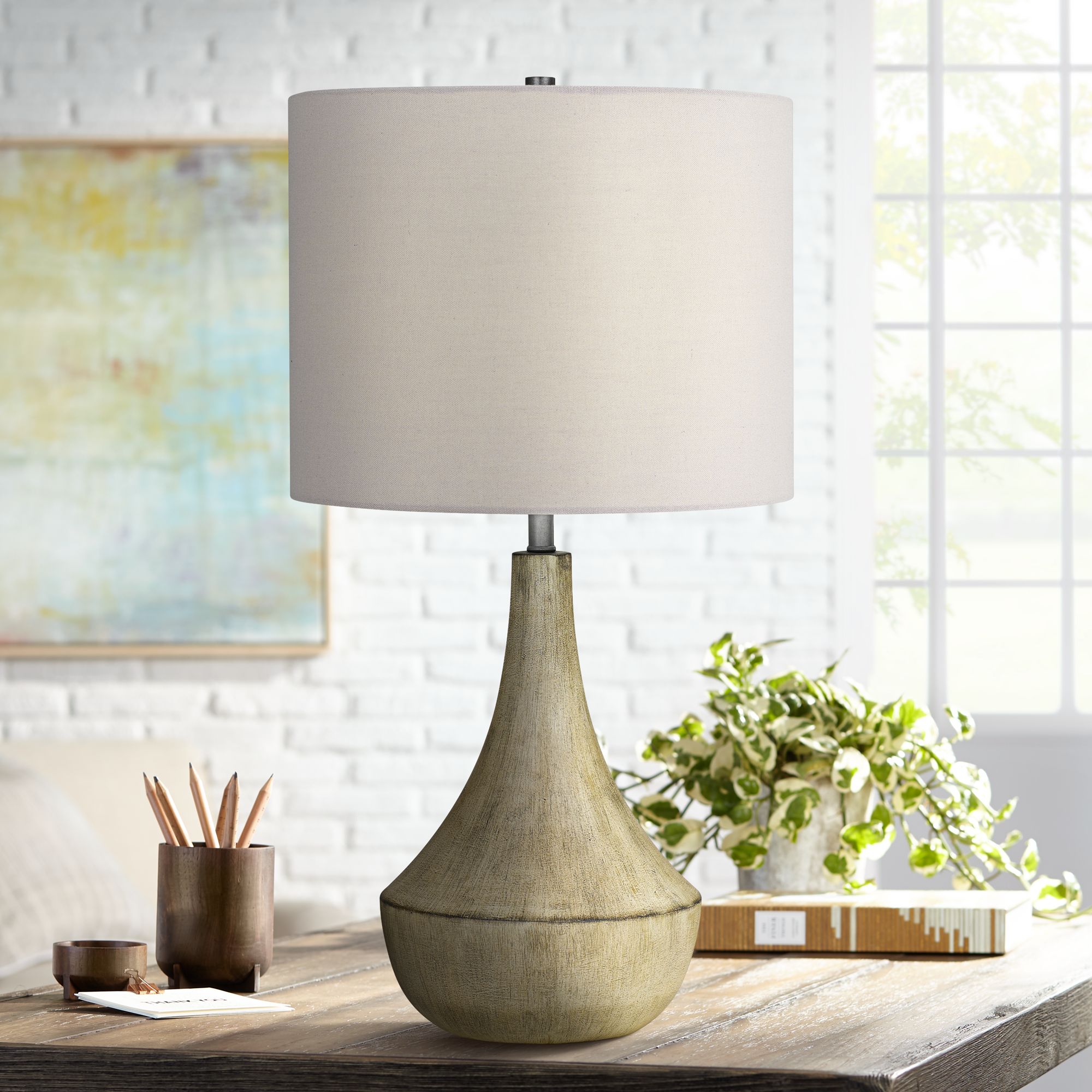Quoizel Rockville White Wash Table Lamp