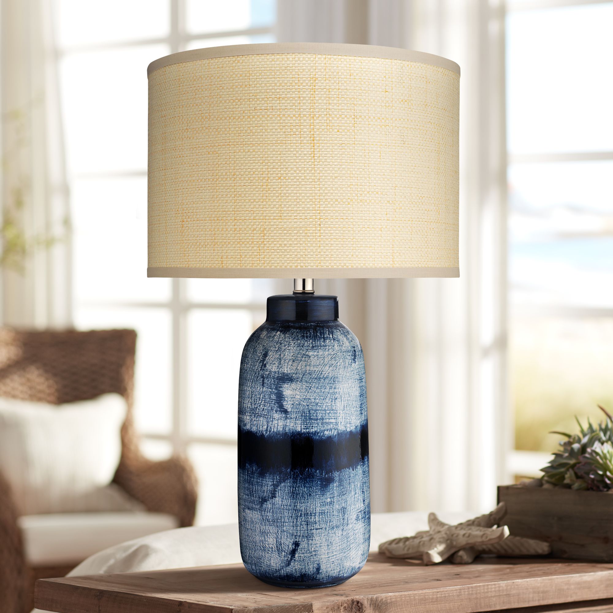 Jamie Young Batik Indigo Ceramic Table Lamp