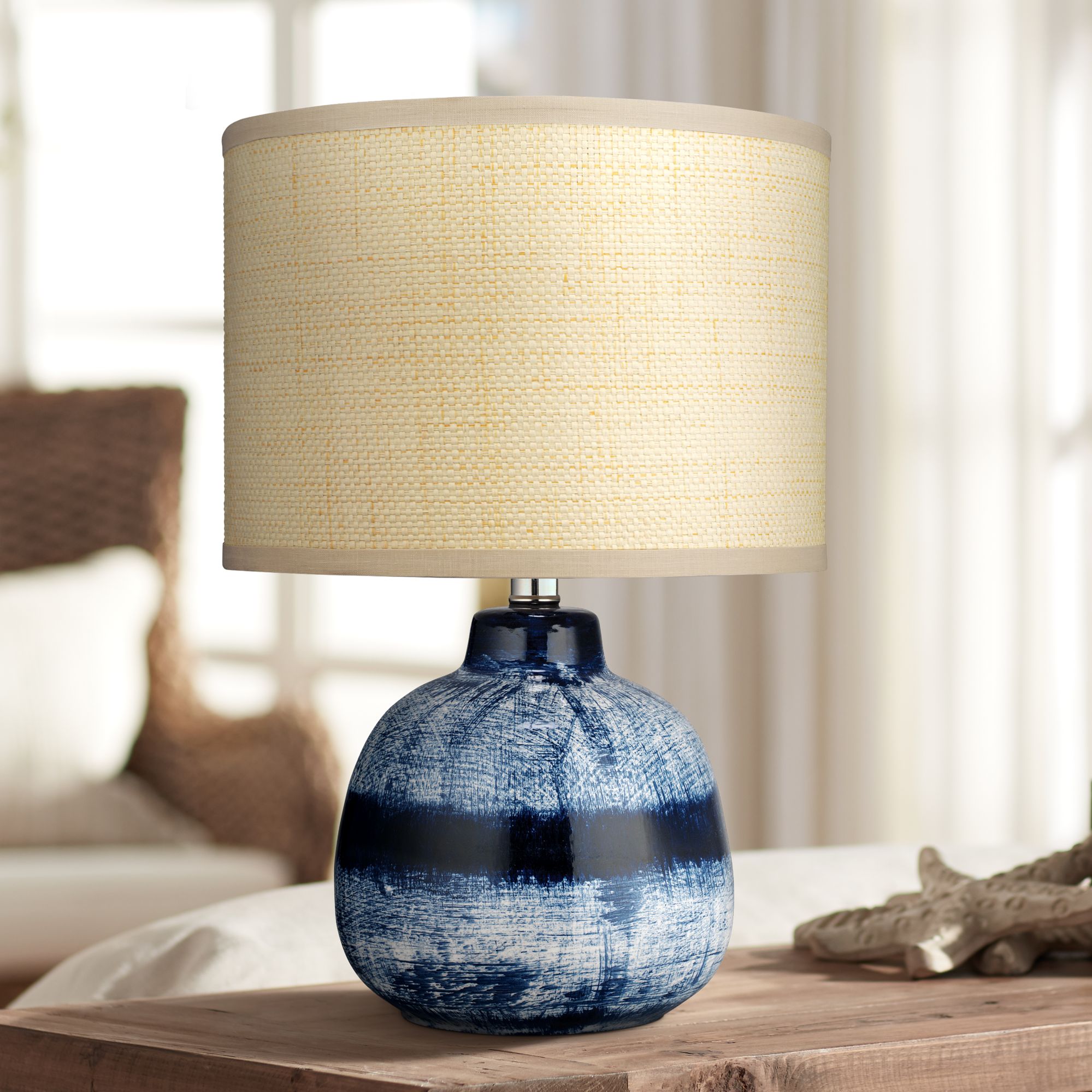 Jamie Young Batik Indigo Ceramic 17 3/4"H Accent Table Lamp