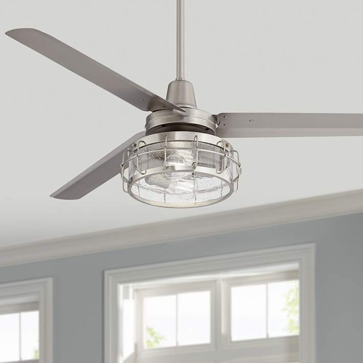 60 Casa Vieja Turbina Brushed Nickel Seedy Glass Dc Led Ceiling Fan 67y57 Lamps Plus - Ceiling Fan Light Covers Seeded Glass