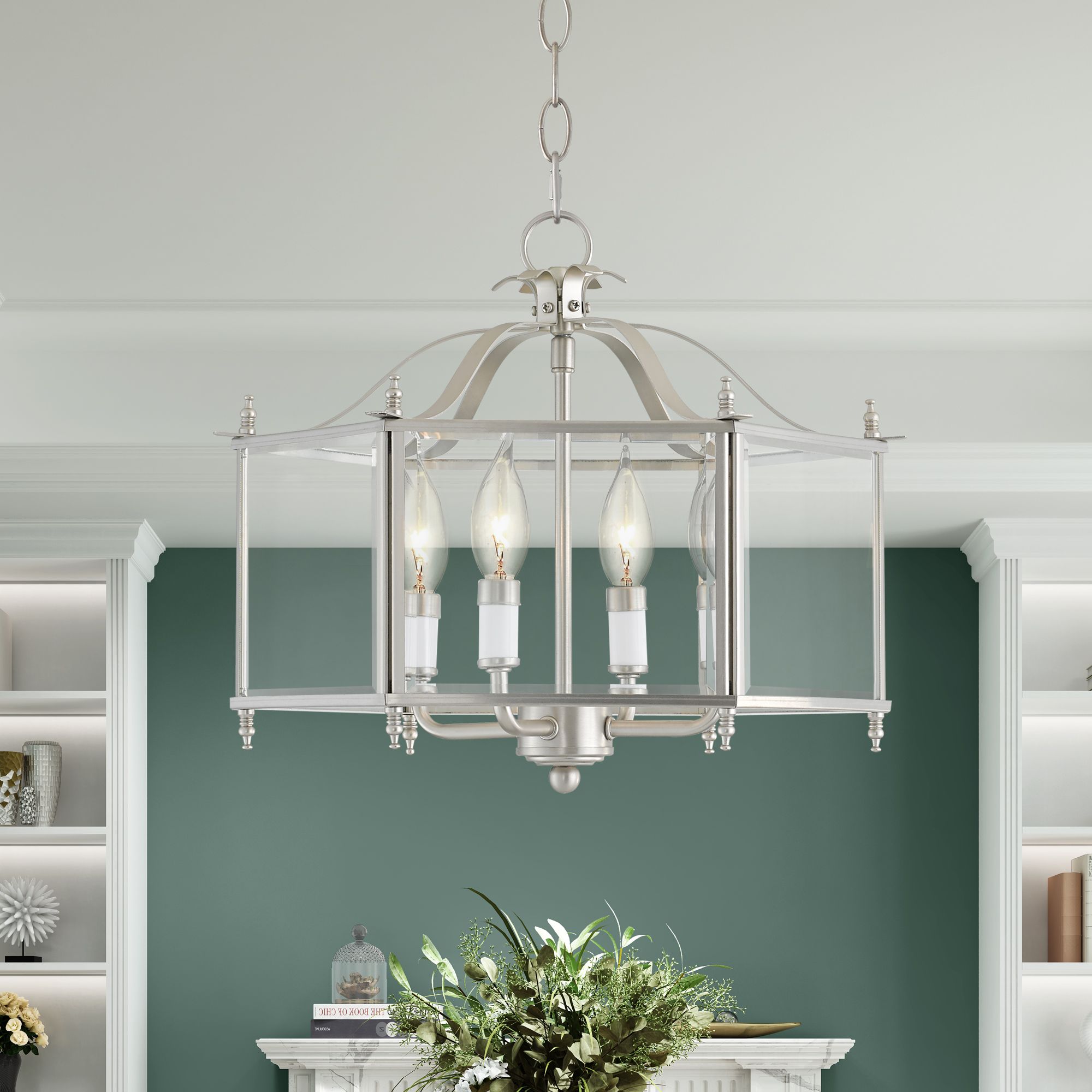 Livingston 15 1/2"W Brushed Nickel Convertible Ceiling Light