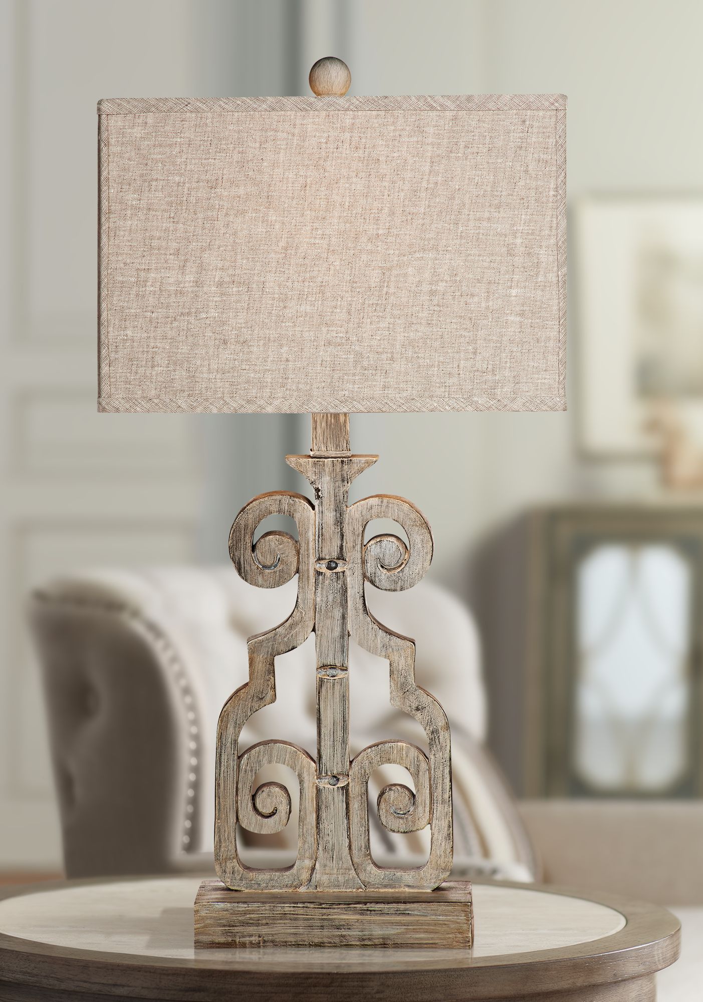 Belgian Luxe Braylin Weathered Gray LED Table Lamp