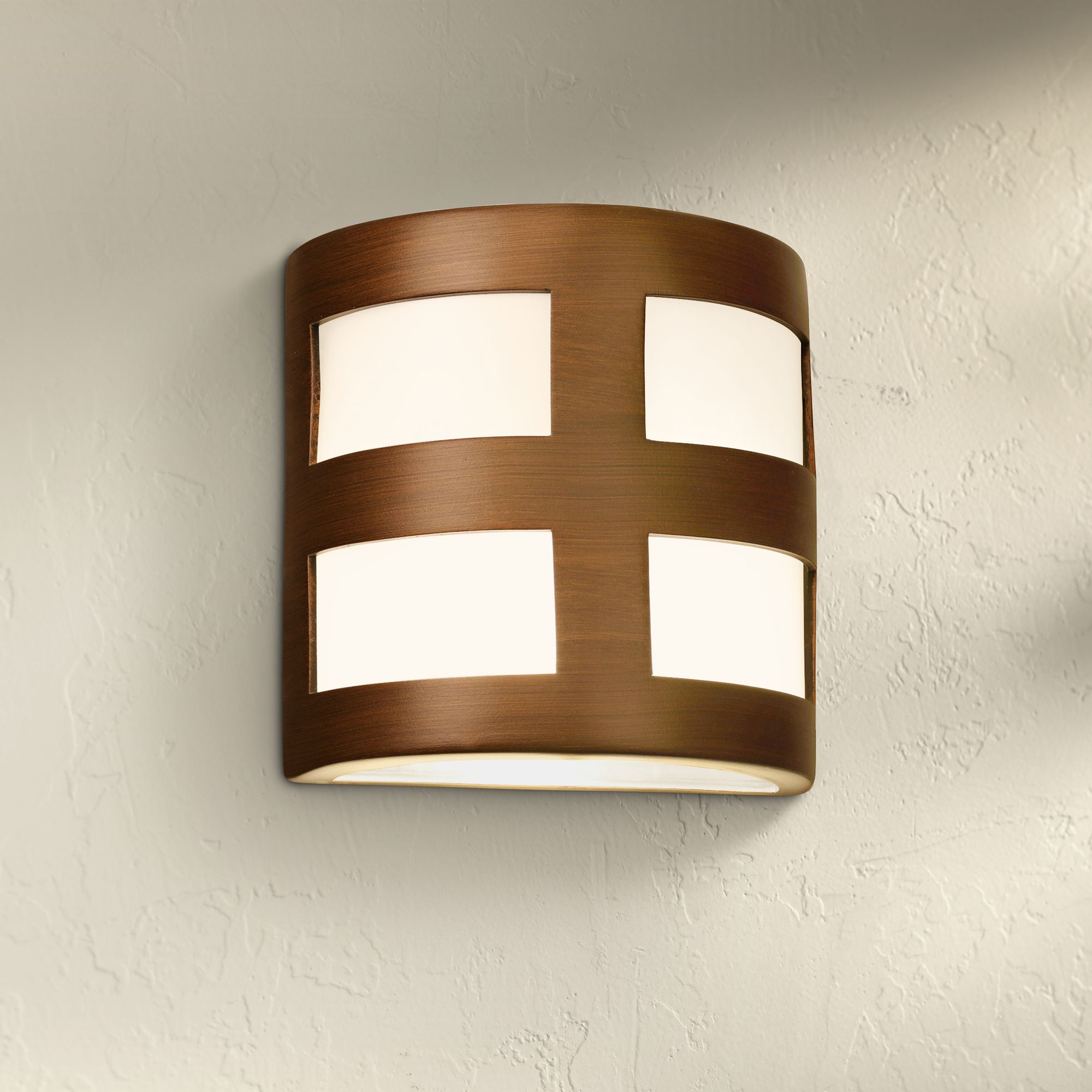 Varien Bay 9" High Rubbed Bronze Ceramic Outdoor Wall Light