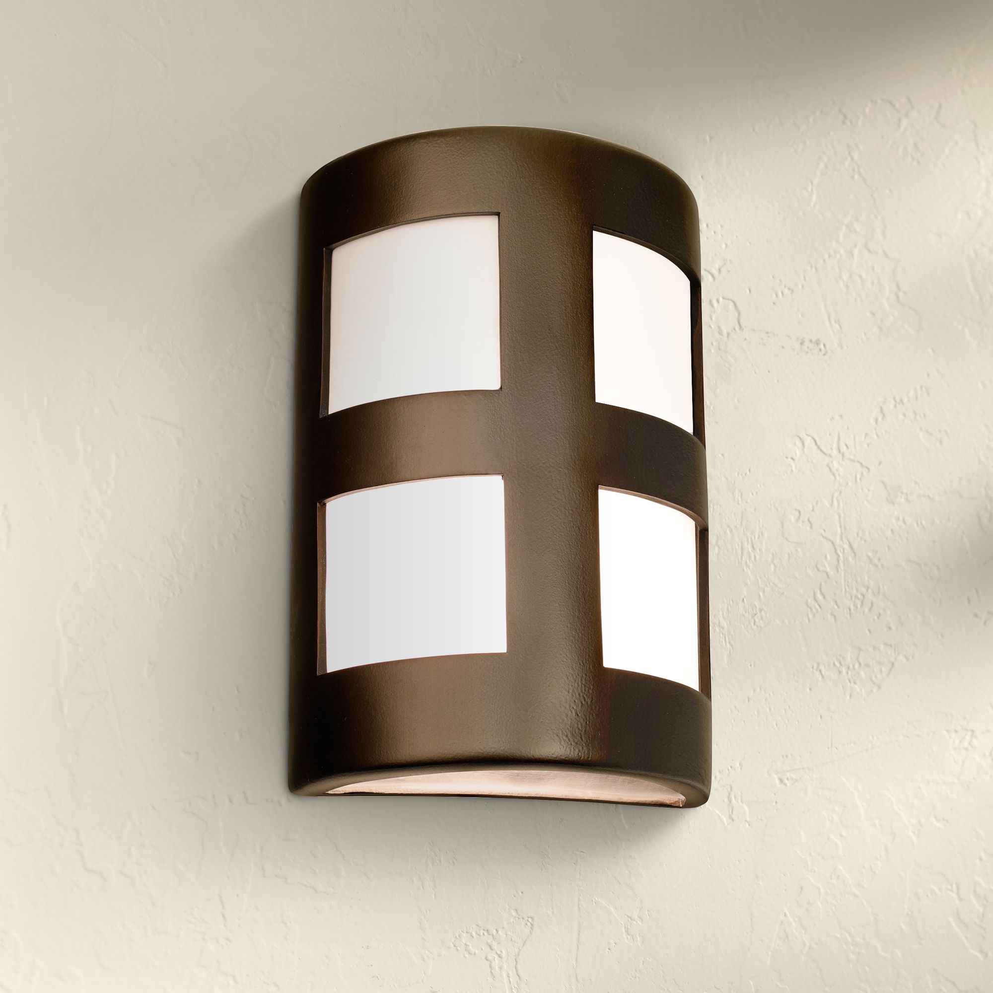 Varien Bay 15" High Rubbed Bronze Ceramic Outdoor Wall Light