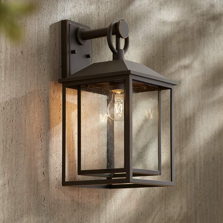 Califa 18&quot; High Bronze Textured Glass Outdoor Wall Light