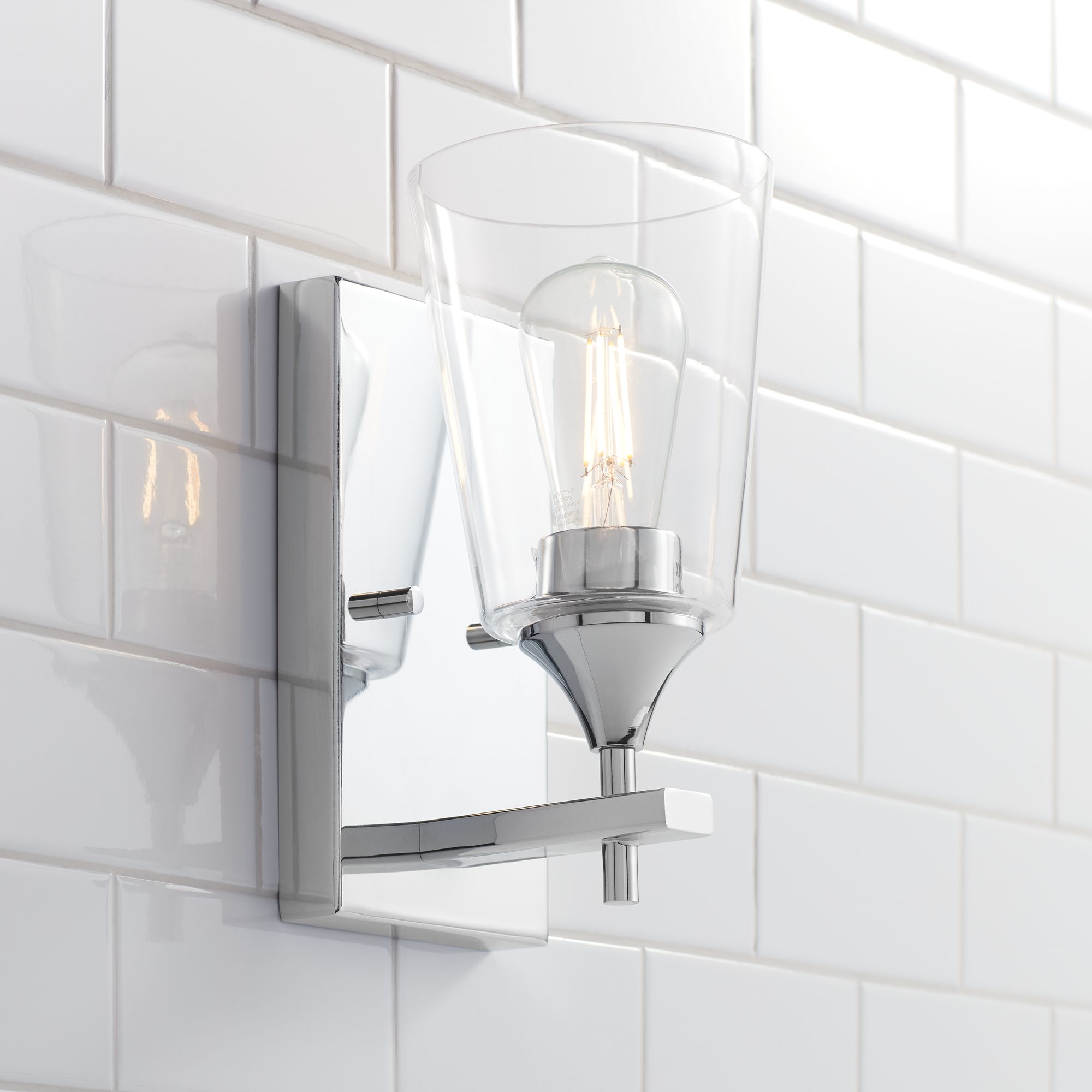 Karan 10 1/2" High Chrome and Pint Glass Wall Sconce