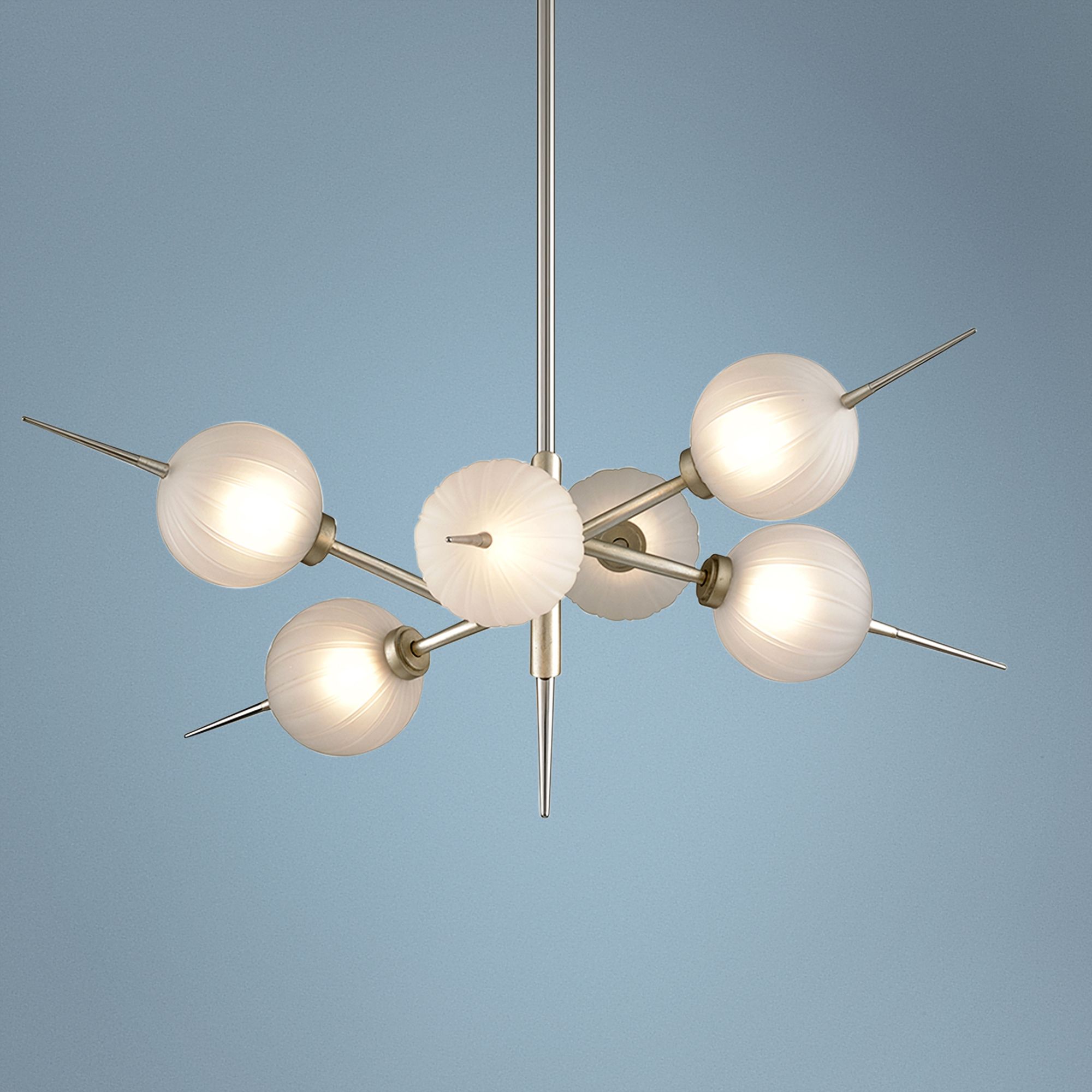 Tempest 35" Wide Satin Silver Leaf 6-Light LED Chandelier