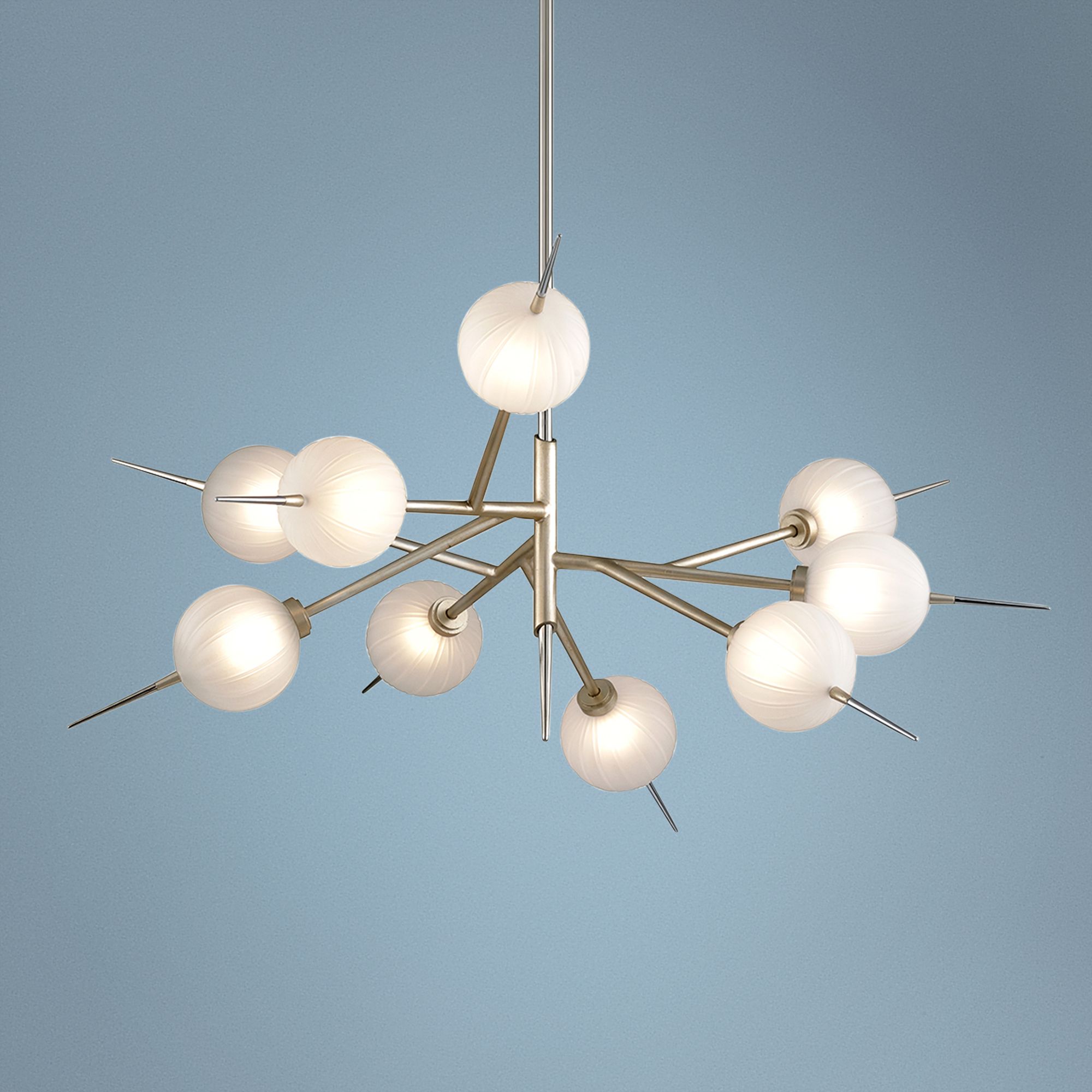 Tempest 42" Wide Satin Silver Leaf 9-Light LED Chandelier