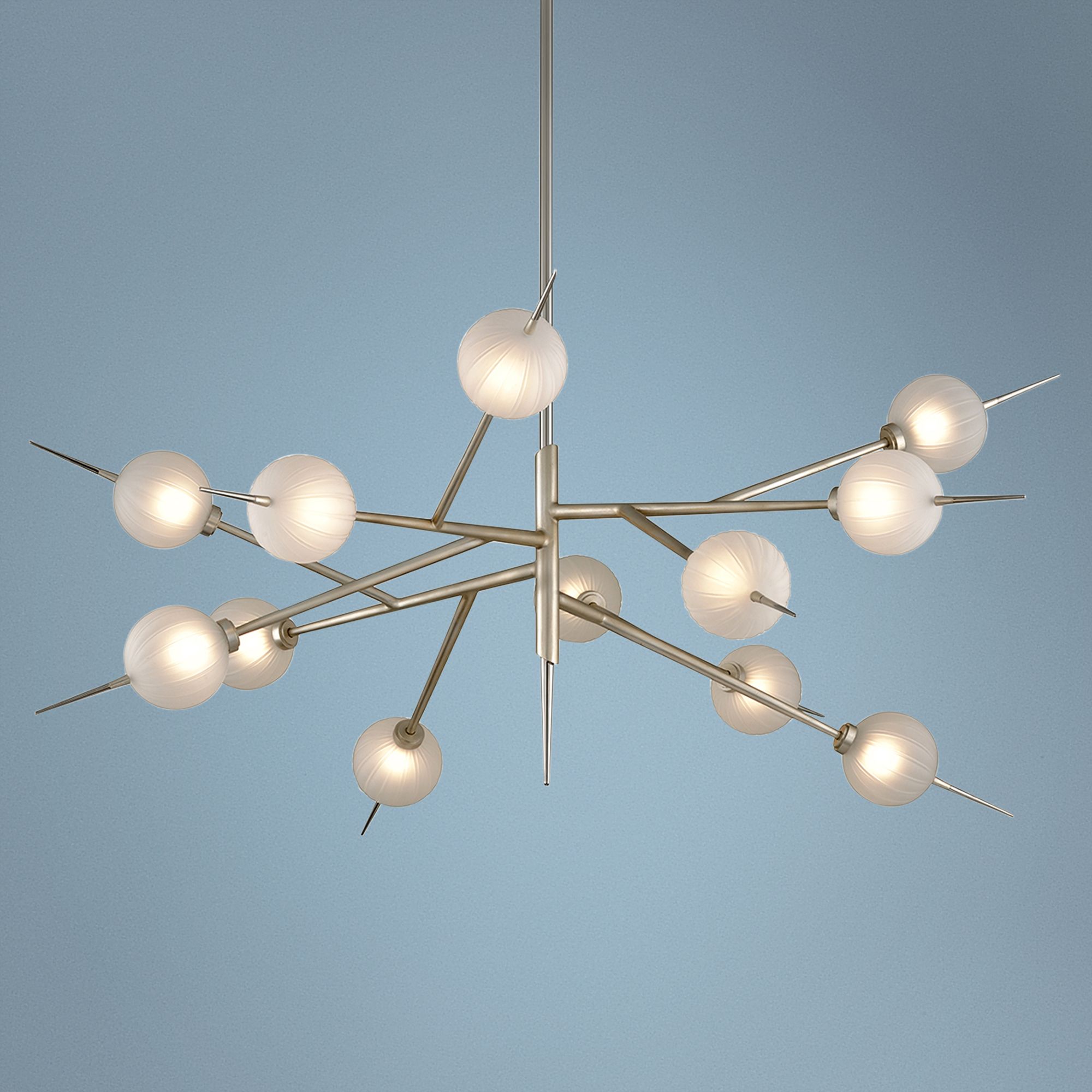 Tempest 56" Wide Satin Silver Leaf 12-Light LED Chandelier