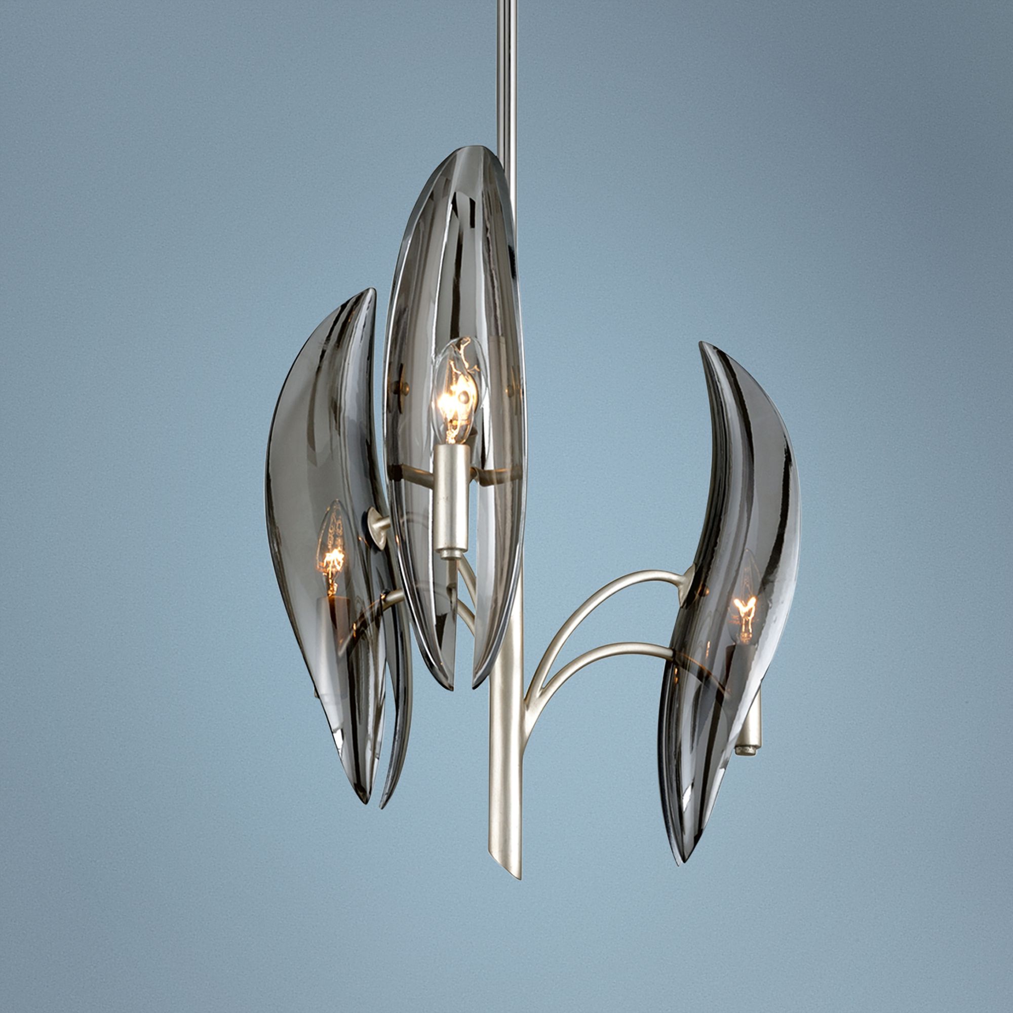 Corbett Sofia 16 1/2" Wide Silver Leaf 3-Light Chandelier