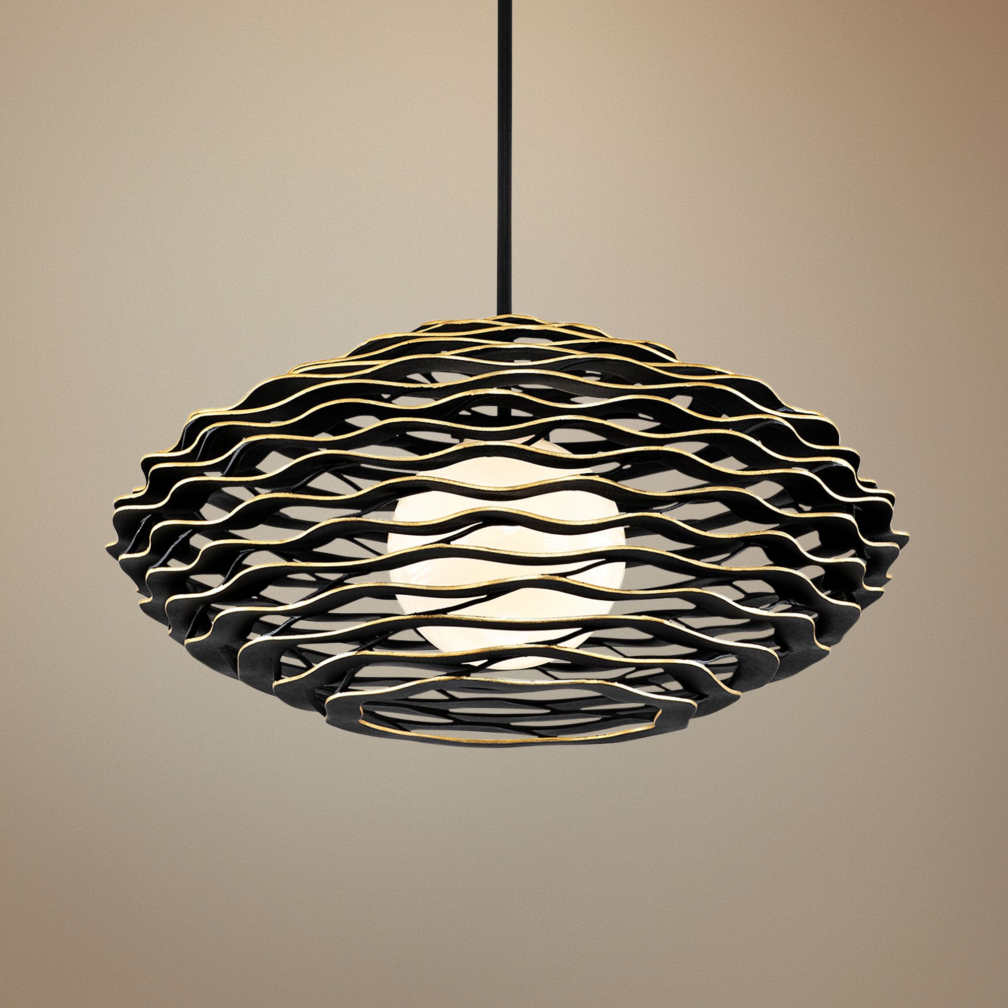 Corbett Luma 40" Wide Textured Black Pendant Light