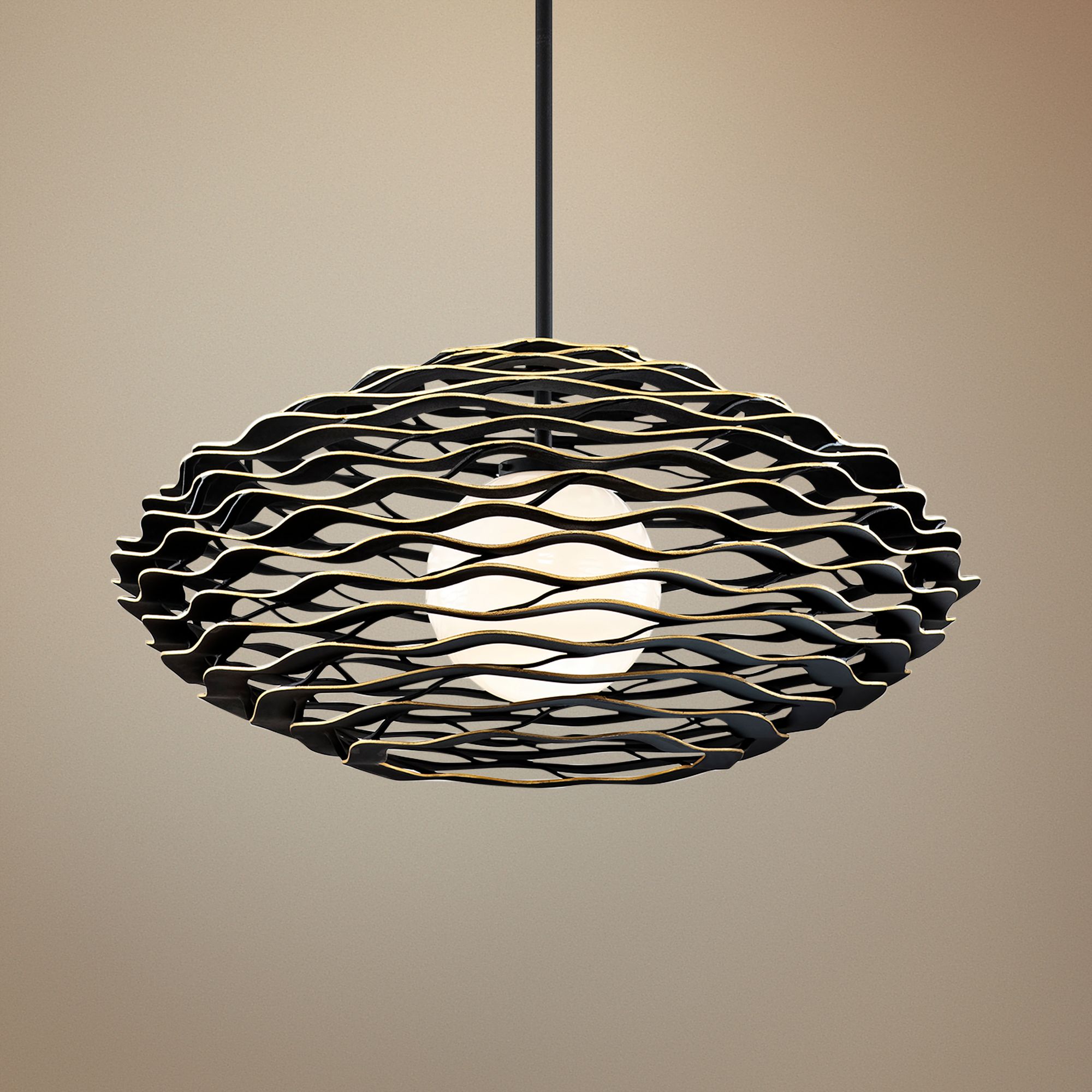 Corbett Luma 50" Wide Textured Black Pendant Light
