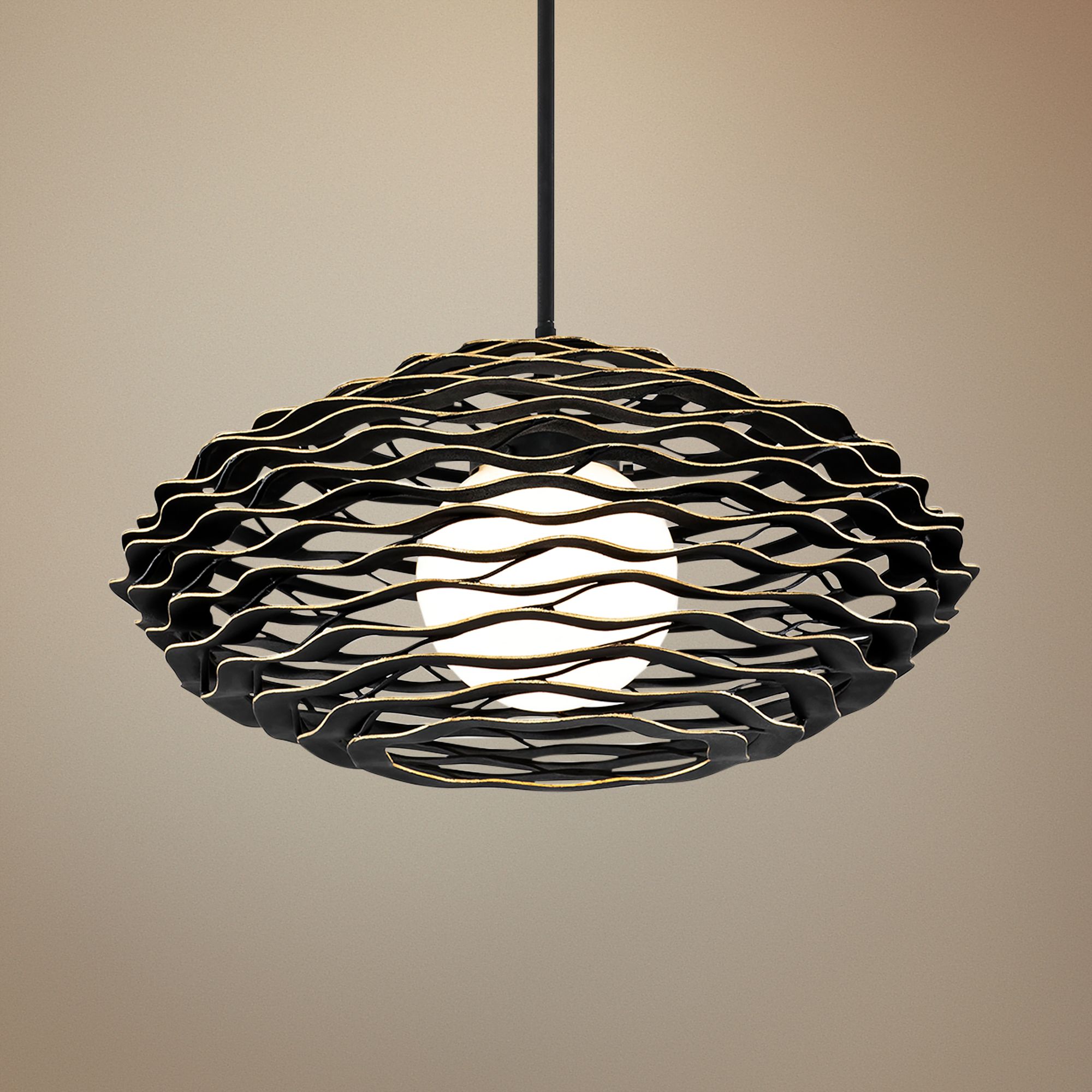 Corbett Luma 30" Wide Textured Black Pendant Light