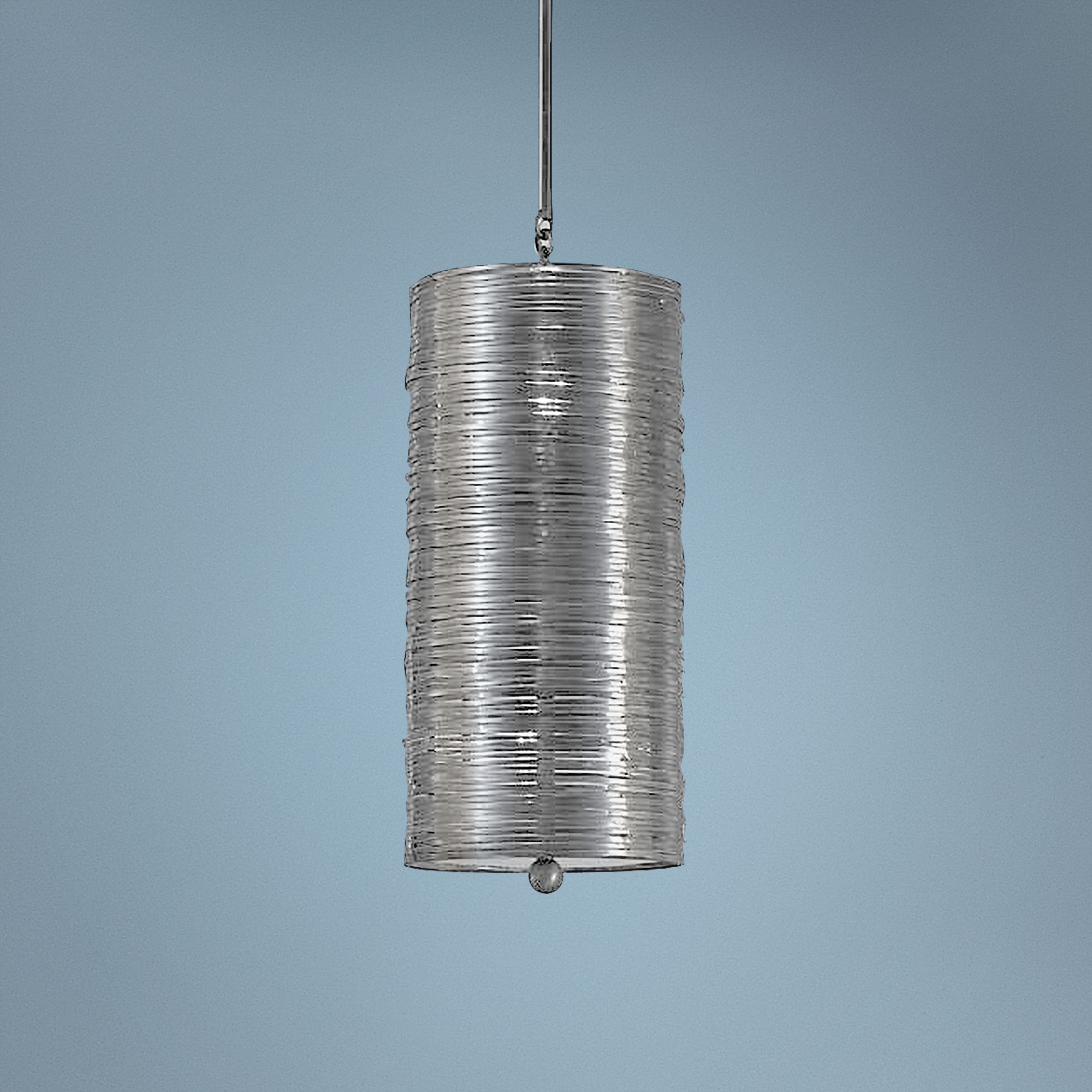 Global Views Coil 8" Wide Polished Nickel Drum Mini Pendant