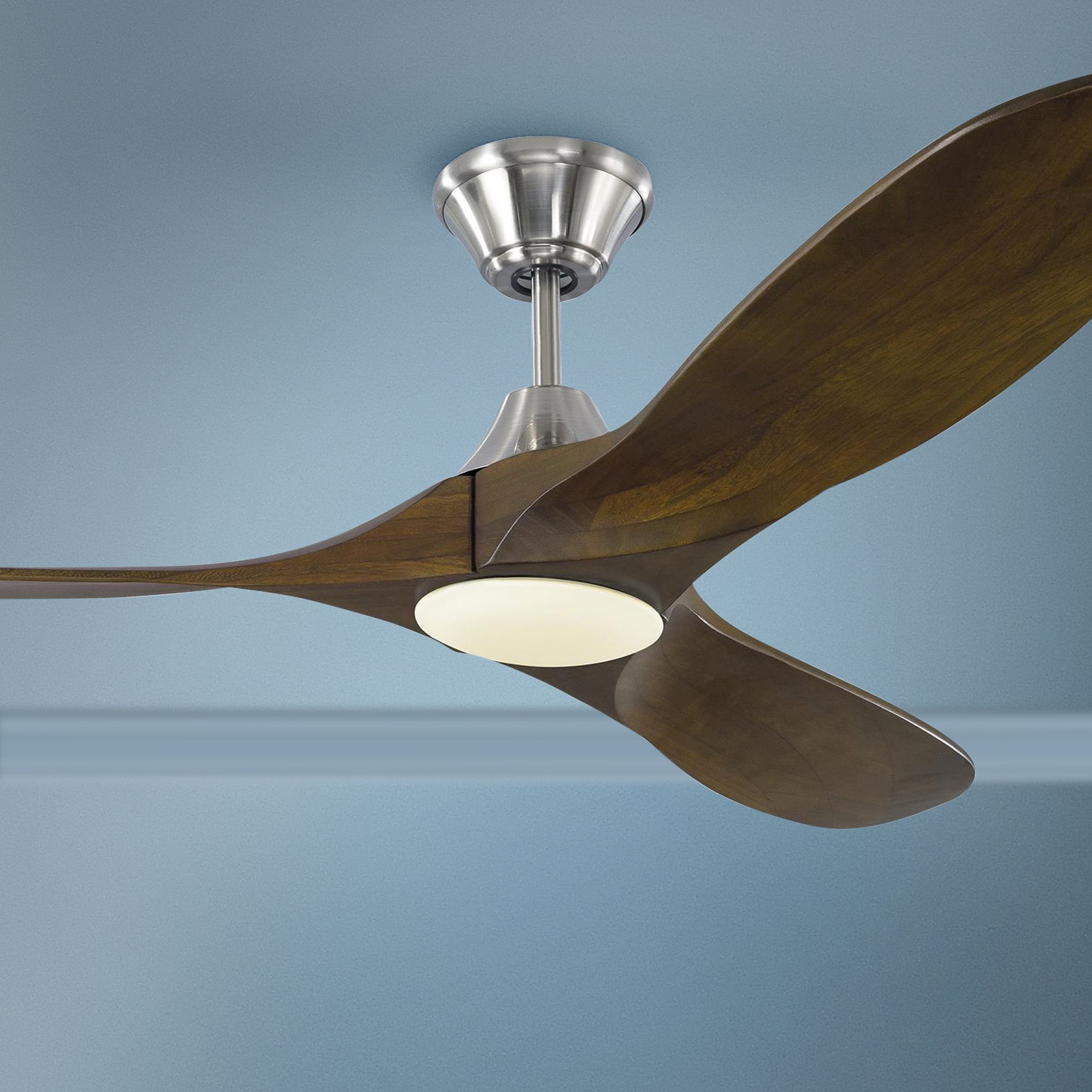 52" Maverick II Brushed Steel LED Damp Ceiling Fan