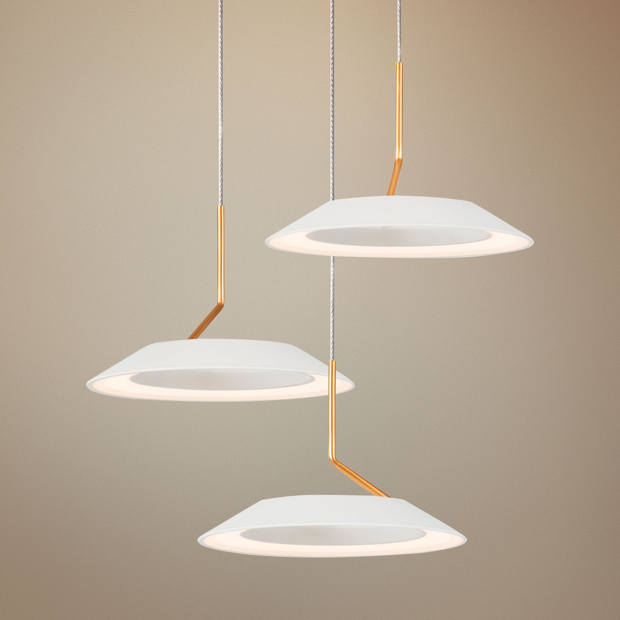 Koncept Royyo 12"W Matte White and Gold 3-Light Mini Pendant