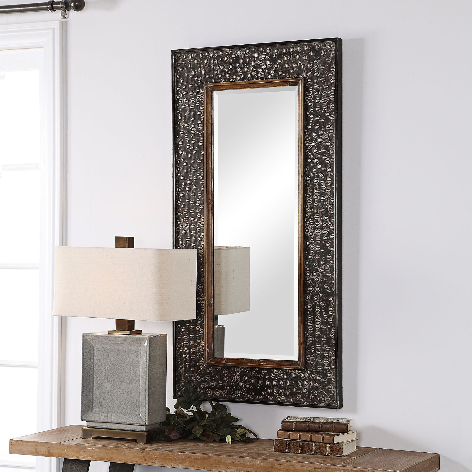 Uttermost Lucia Antique Black 25" x 49" Wall Mirror