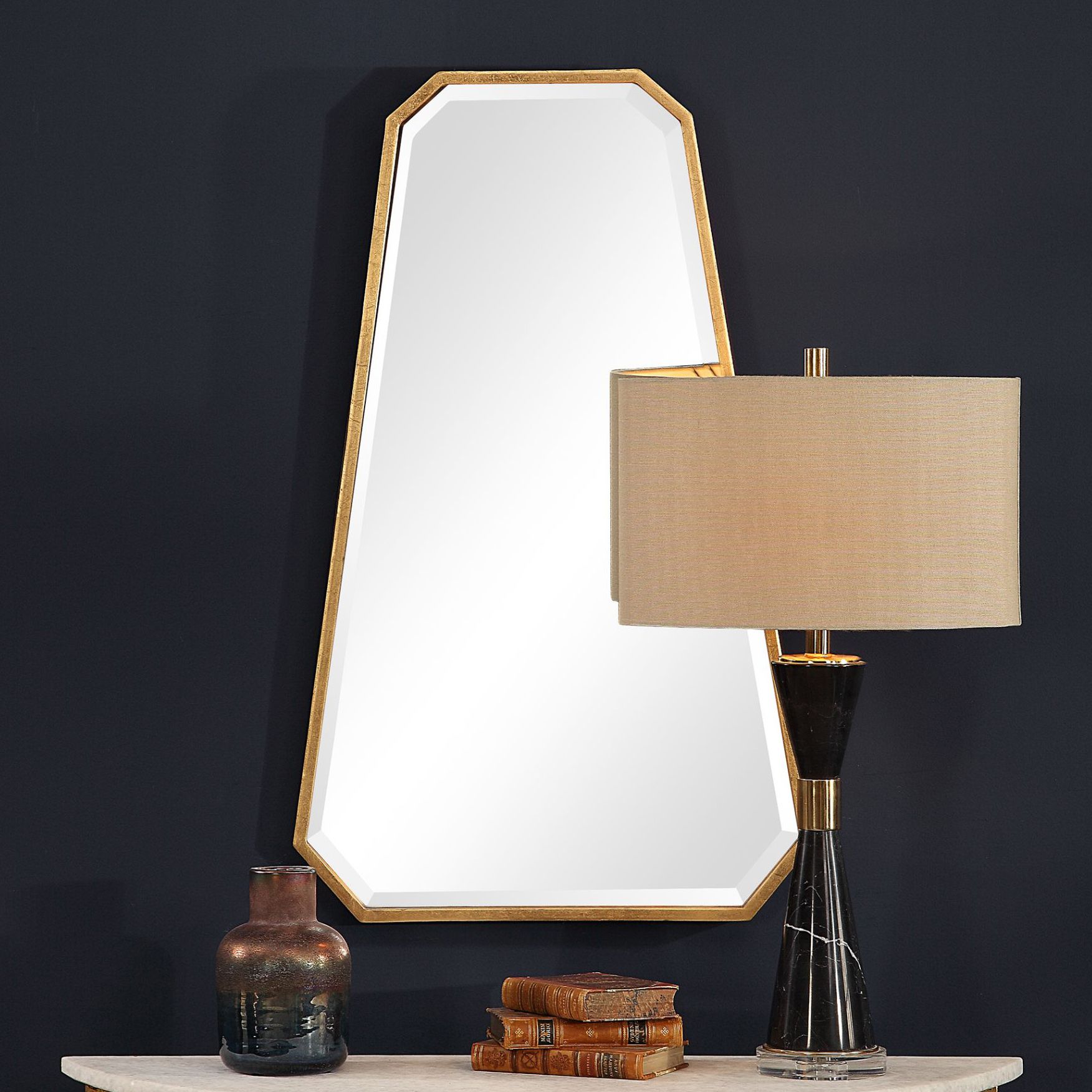 Uttermost Ottone Gold Leaf 22" x 36" Octagon Wall Mirror