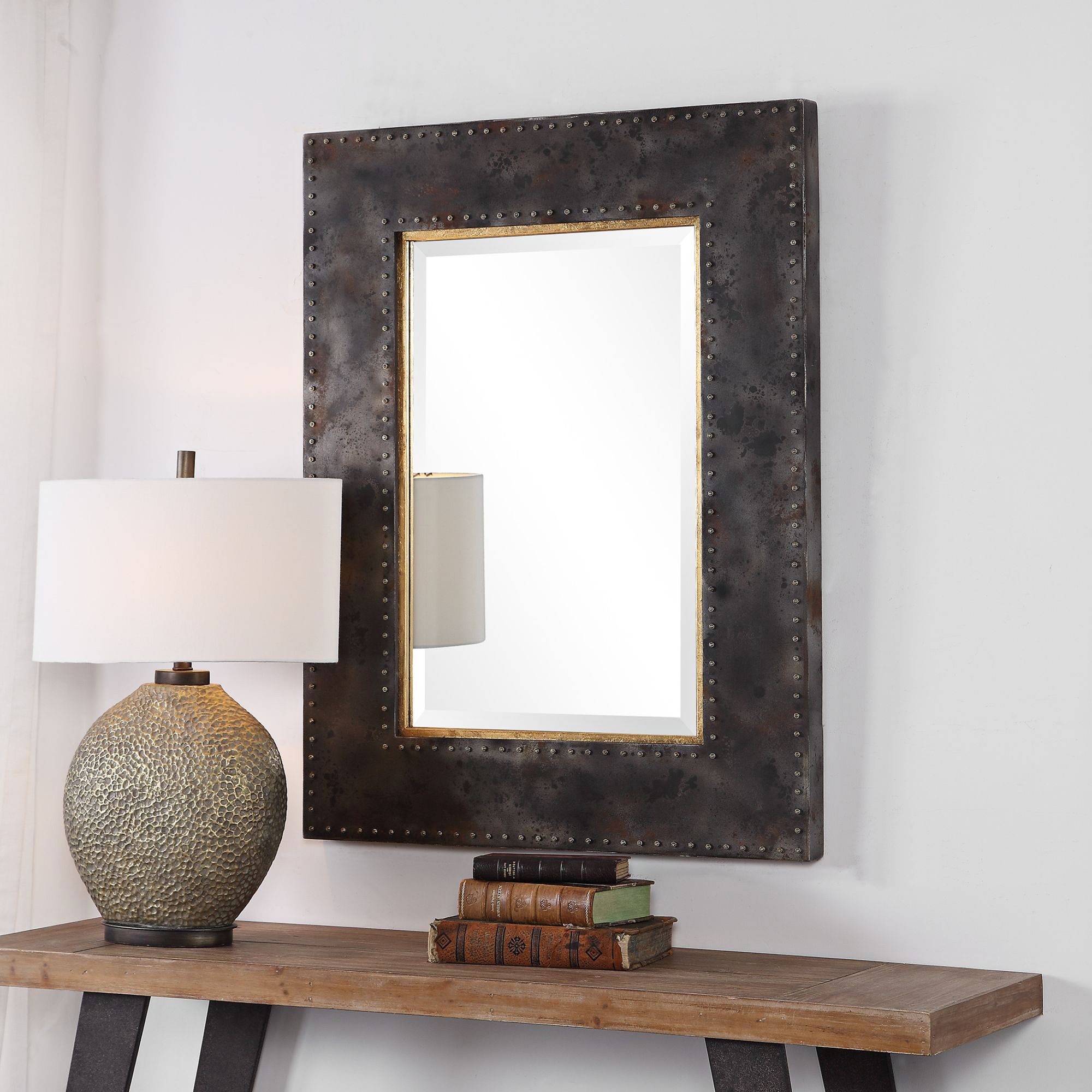 Uttermost Amparo Oxidized Steel Gray 30" x 40" Wall Mirror