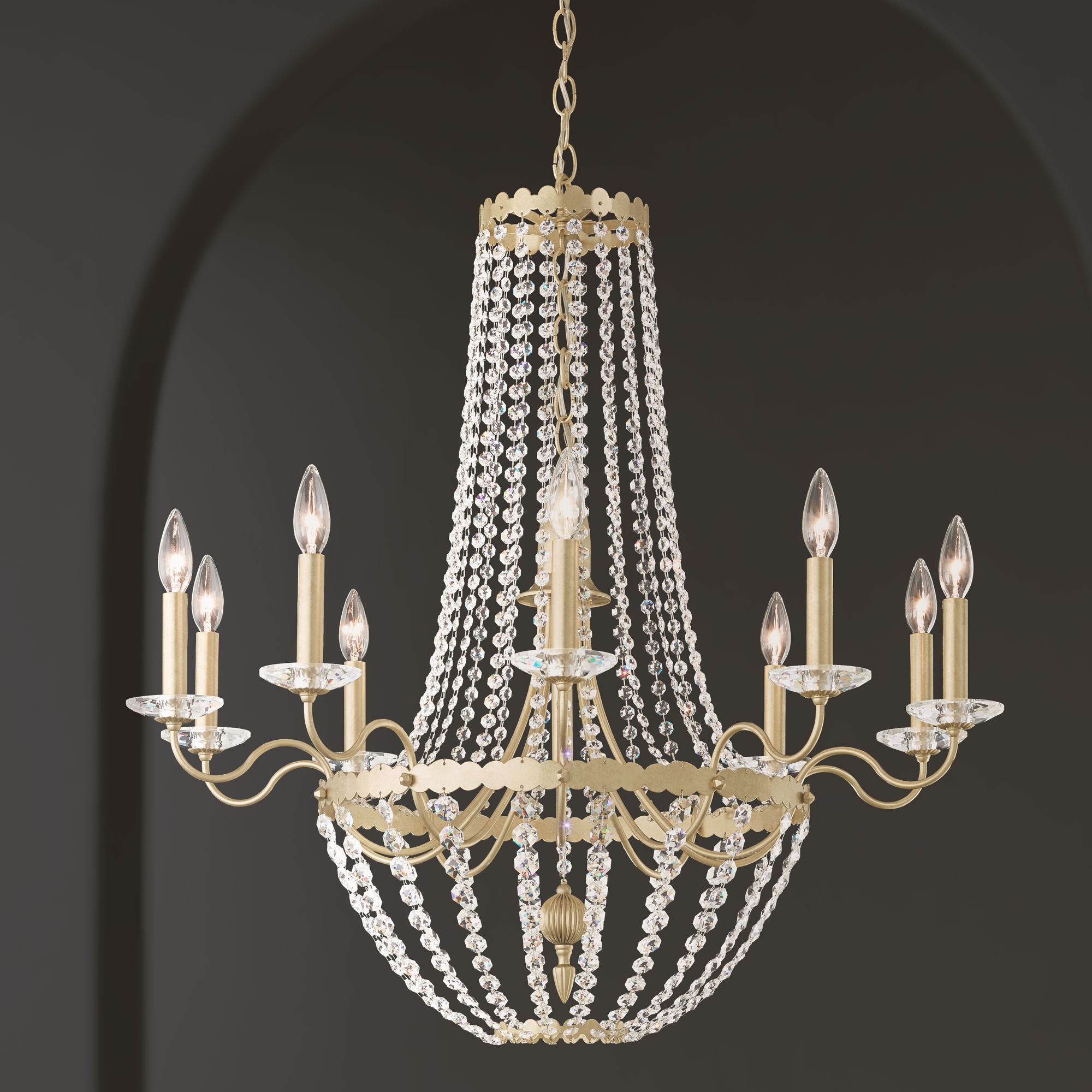 Early American 33 Wide Crystal 10-Light Chandelier