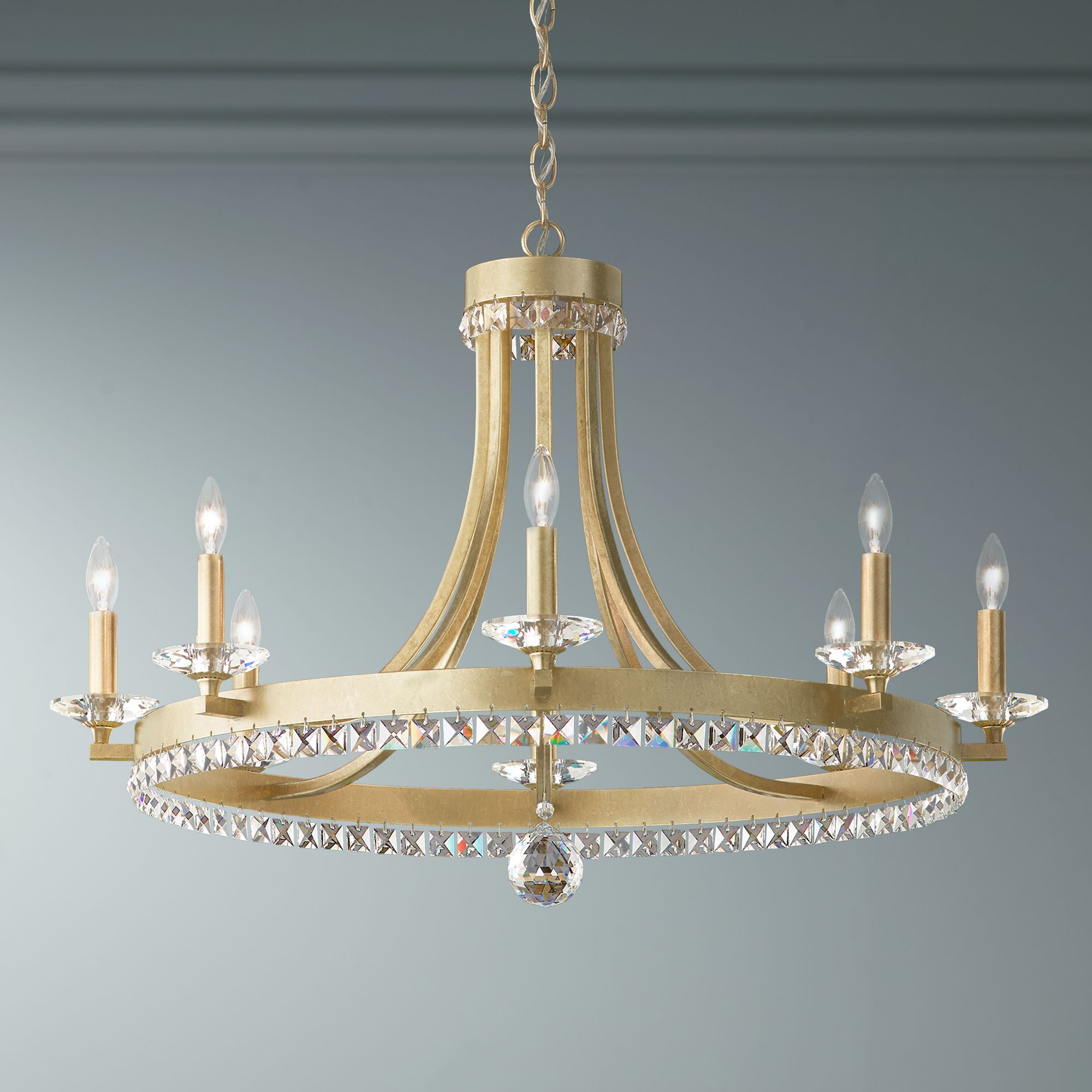 Early American 31" Wide Round 8-Light Chandelier