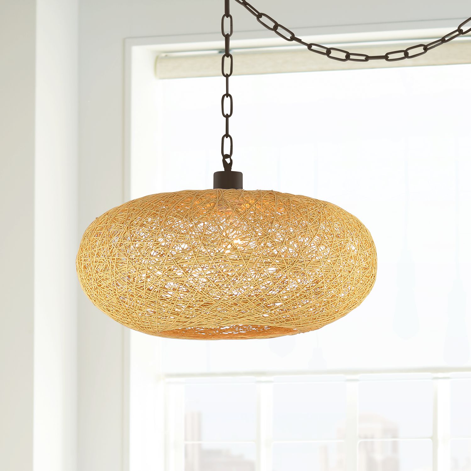 Cumulus 17 1/2" Wide Brown Paper String Shade Swag Pendant