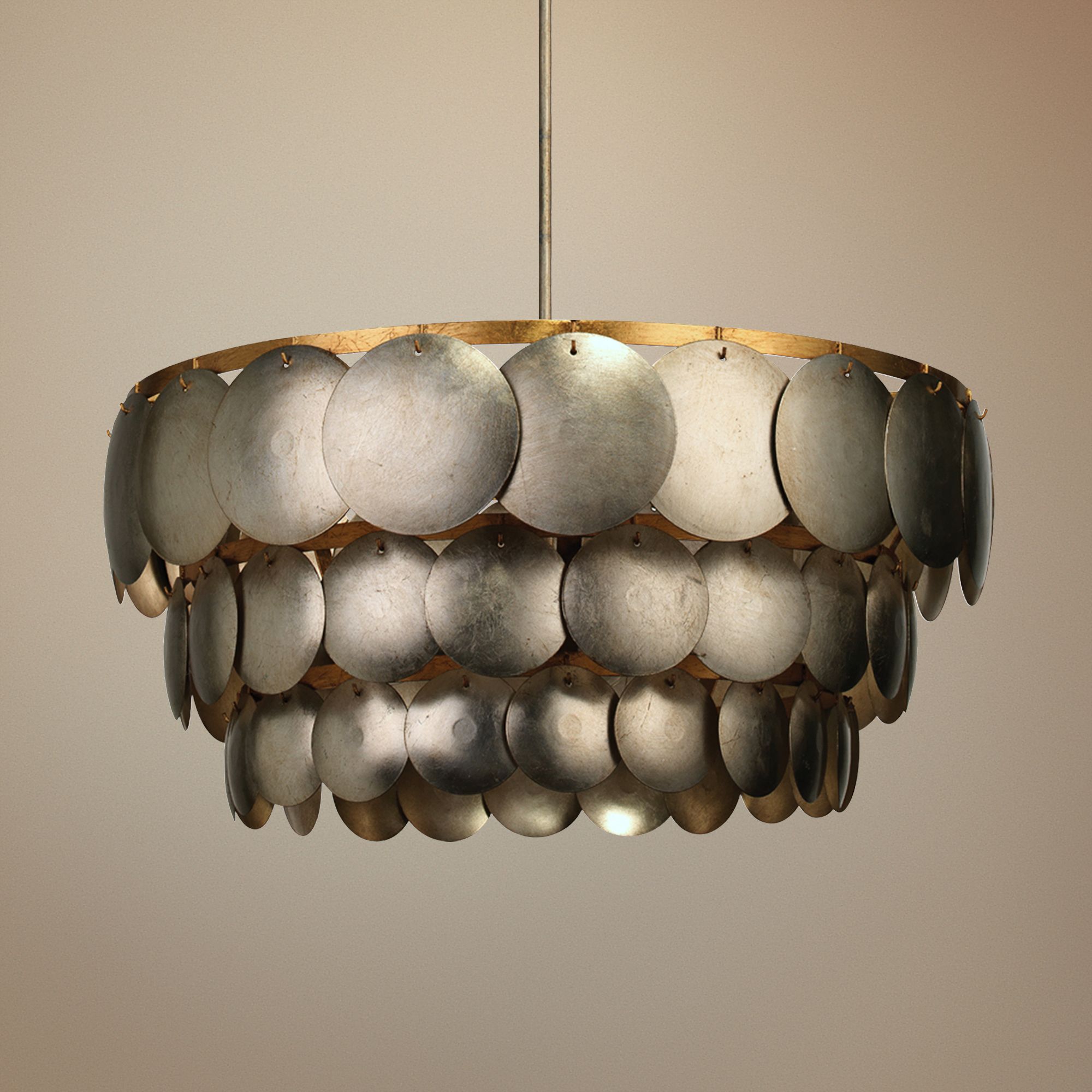 Jamie Young Calypso 30"W Champagne Leaf 3-Tier Chandelier