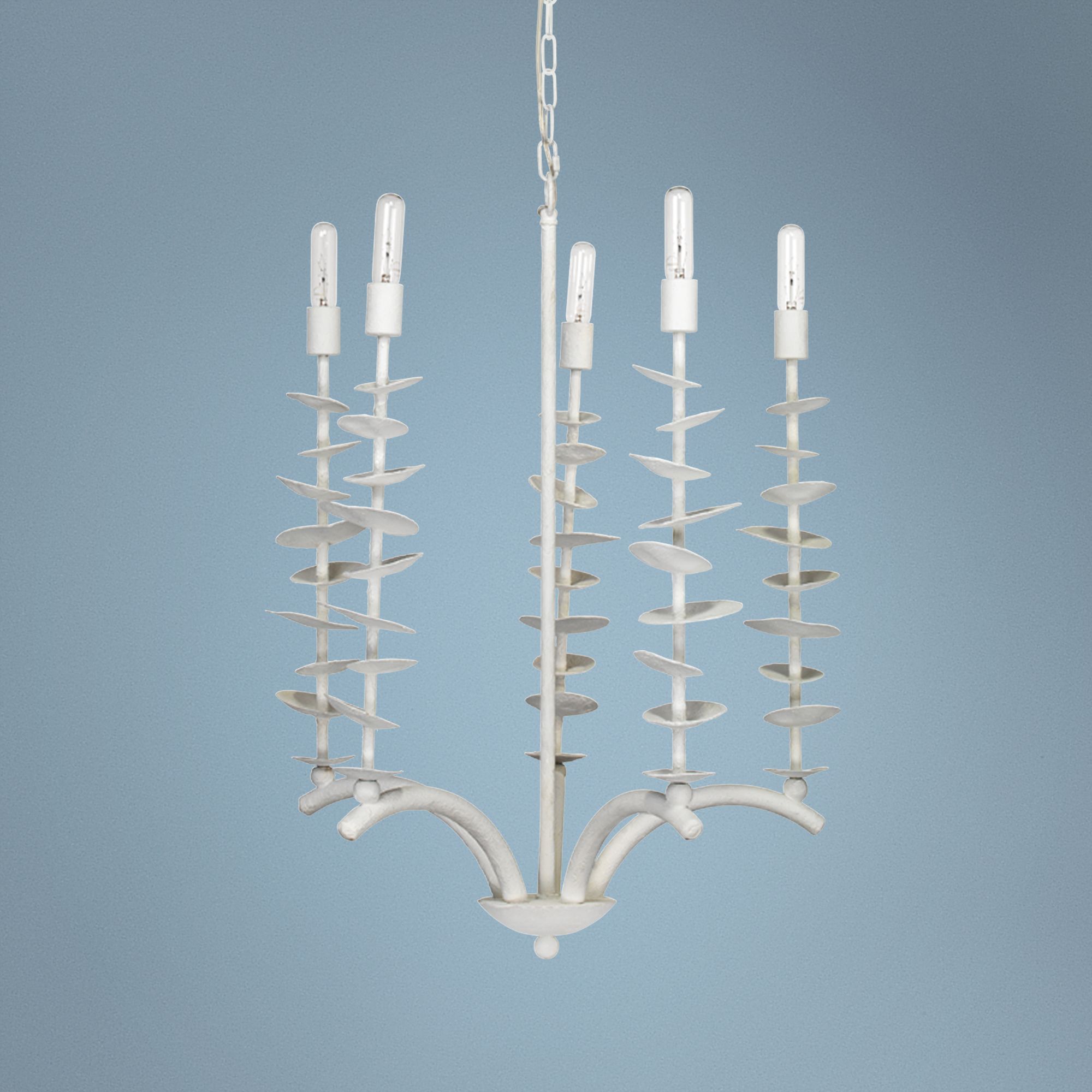 Jamie Young Petals 24" Wide White Gesso 5-Light Chandelier
