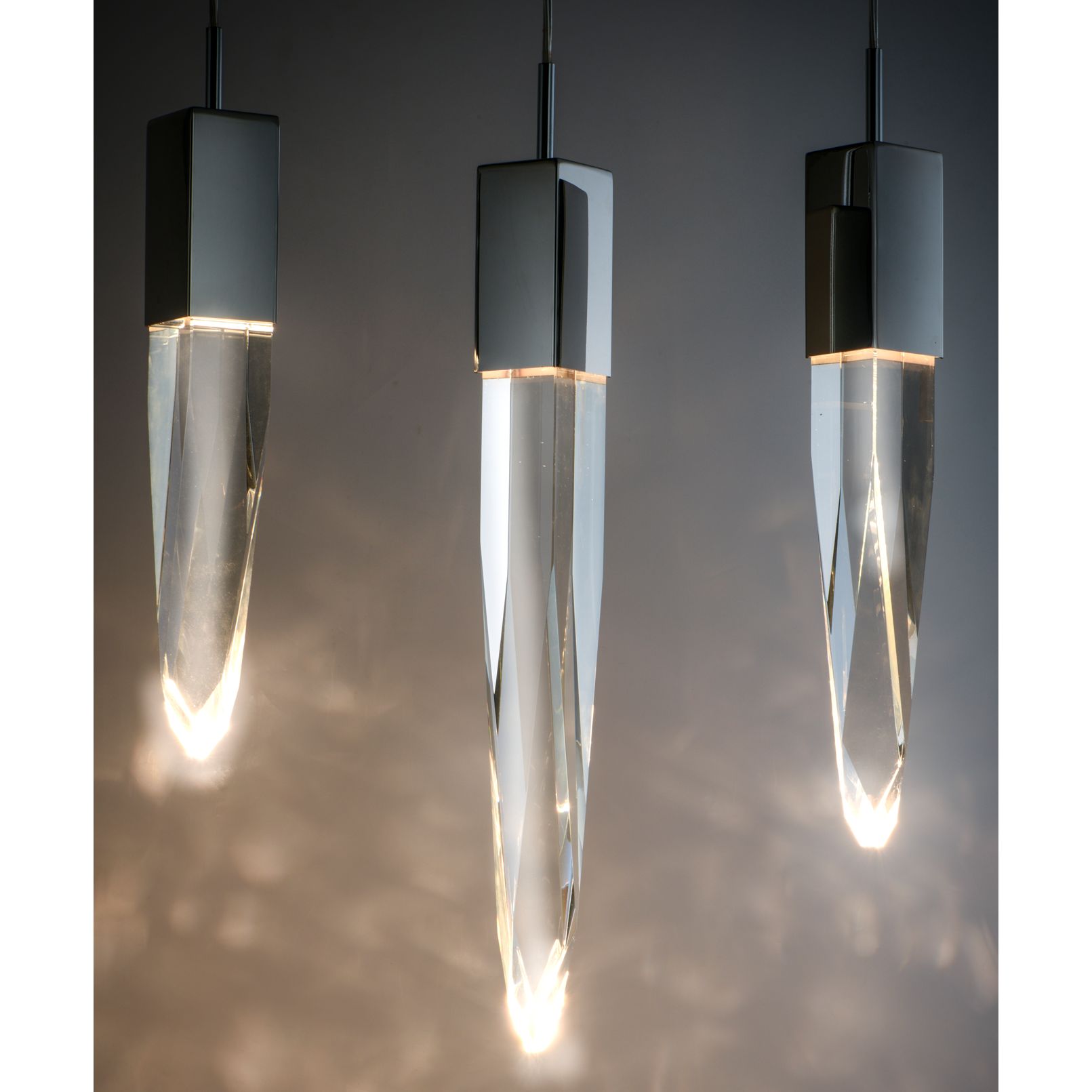 ET2 Quartz 13" Wide Polished Nickel 3-Light LED Pendant