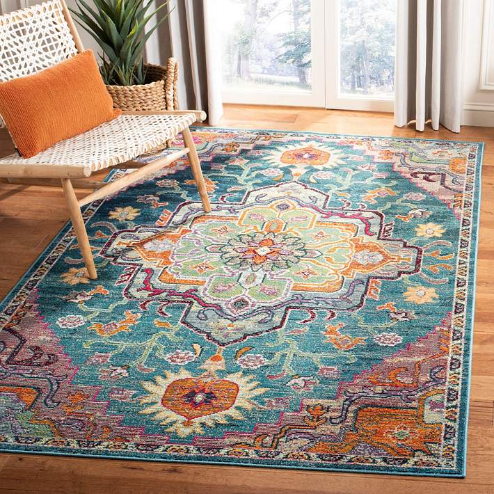 Emilio Pink and Blue Updated Traditional Area Rug 3'11 x 5'11
