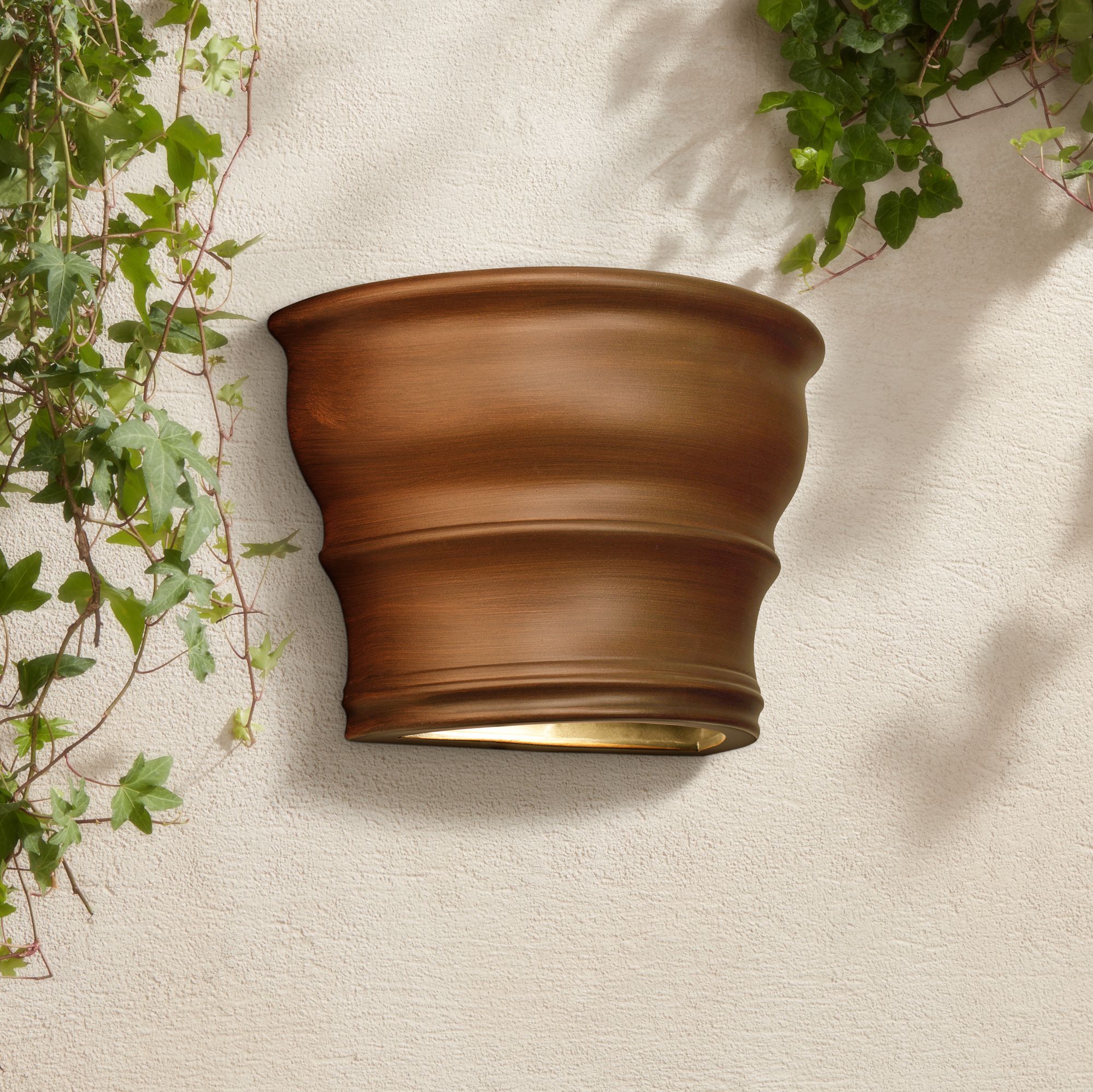 Velletri 11 1/4"H Rubbed Copper Ceramic Outdoor Wall Light
