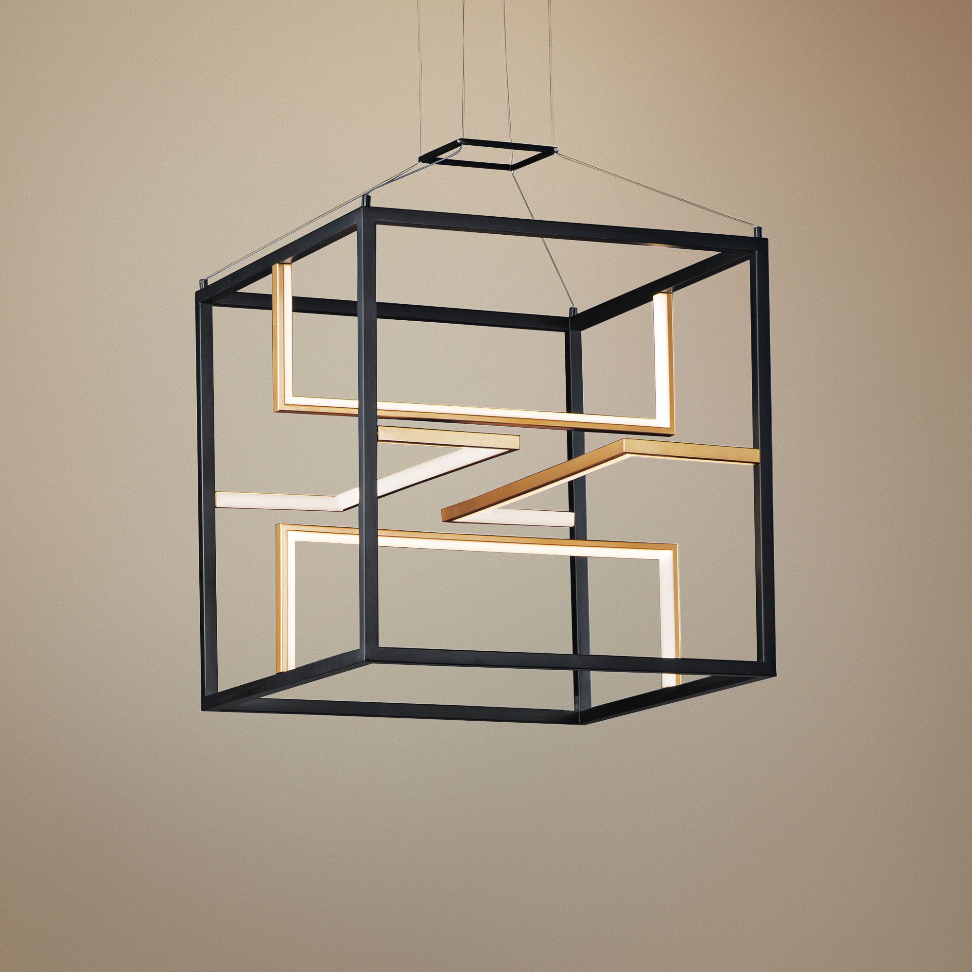 ET2 Chamber 18 1/4"W Black and Gold LED Pendant Light