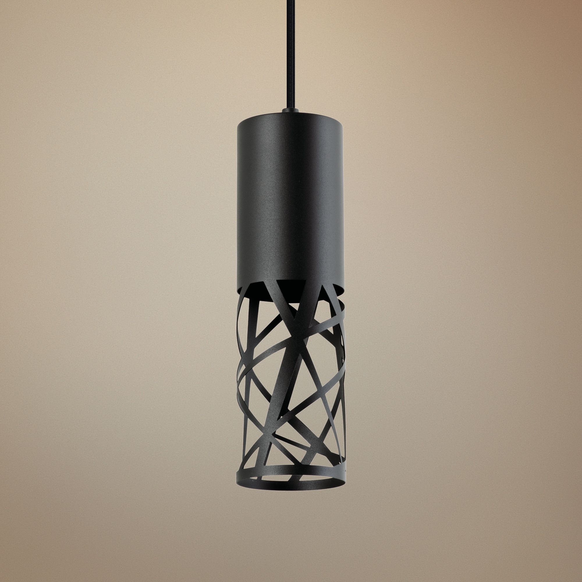 Boon 3 1/2" Wide Black Cut Metal Cylinder LED Mini Pendant