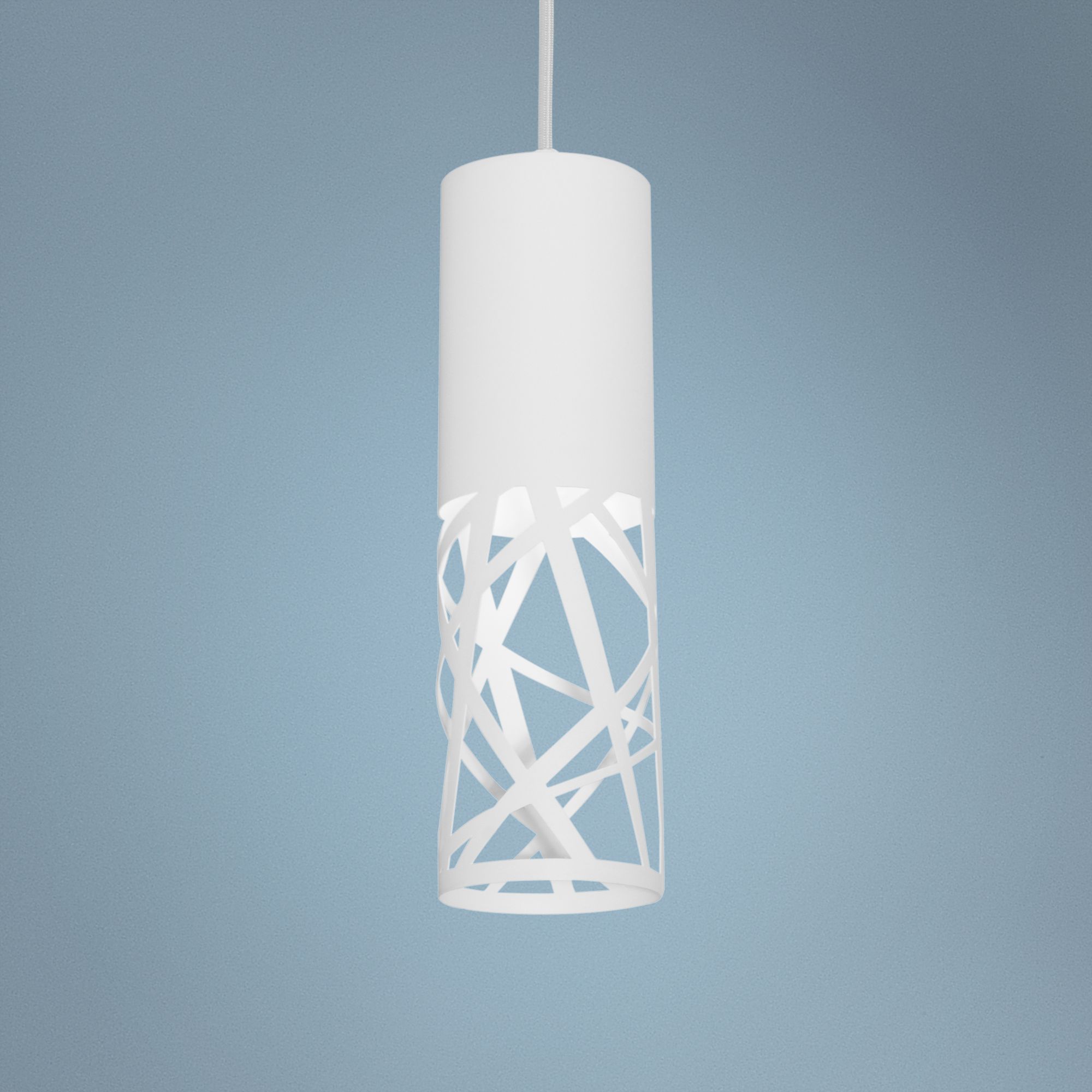 Boon 3 1/2" Wide White Cut Metal Cylinder LED Mini Pendant
