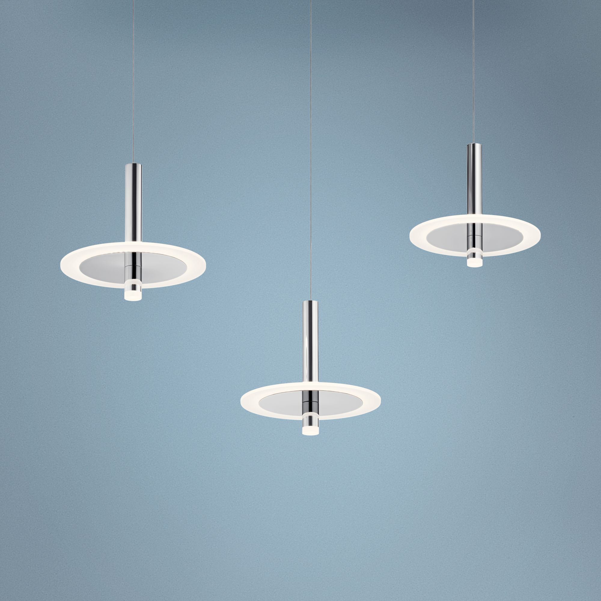 Elan Discs 41 1/4"W Polished Nickel LED Multi Light Pendant
