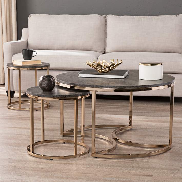 3 Piece Round Nesting Tables Set, Round Nesting Tables Set Of 3