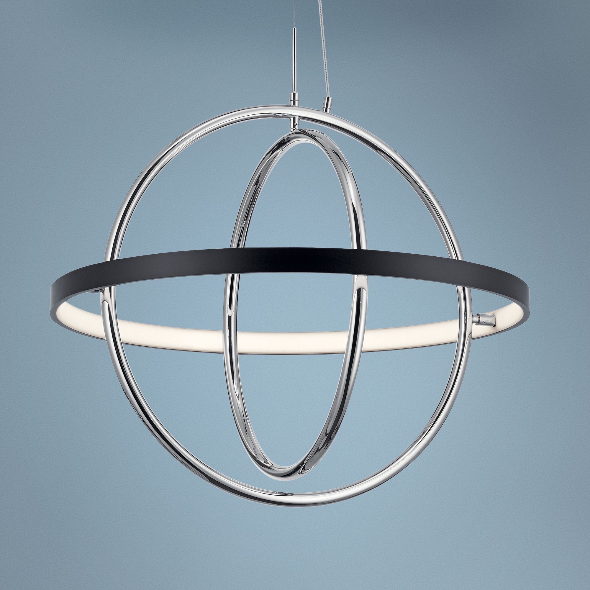 Orb 21 1/4" Wide Matte Black and Polished Nickel LED Pendant