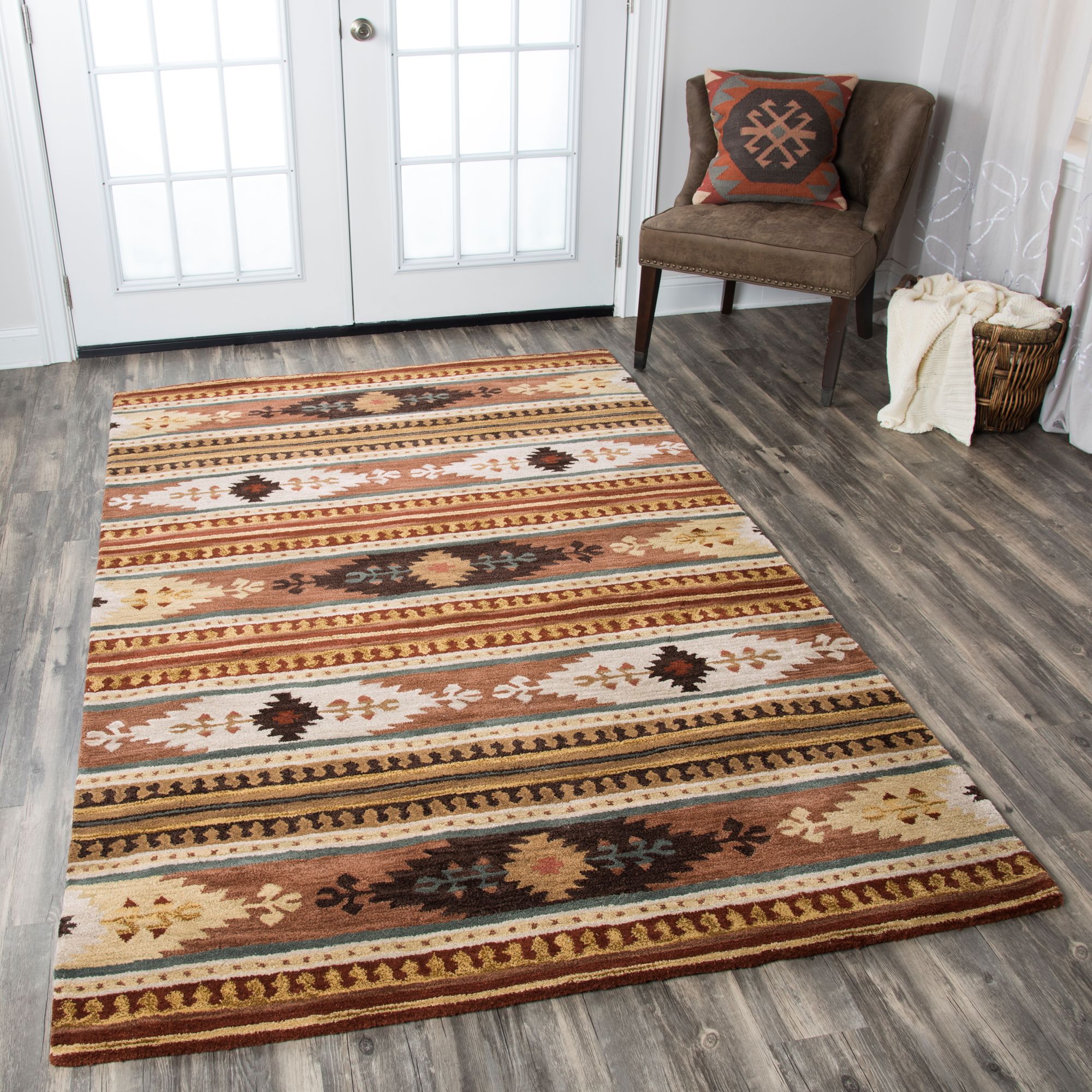 Southwest Brown Tribal Wool Area Rug