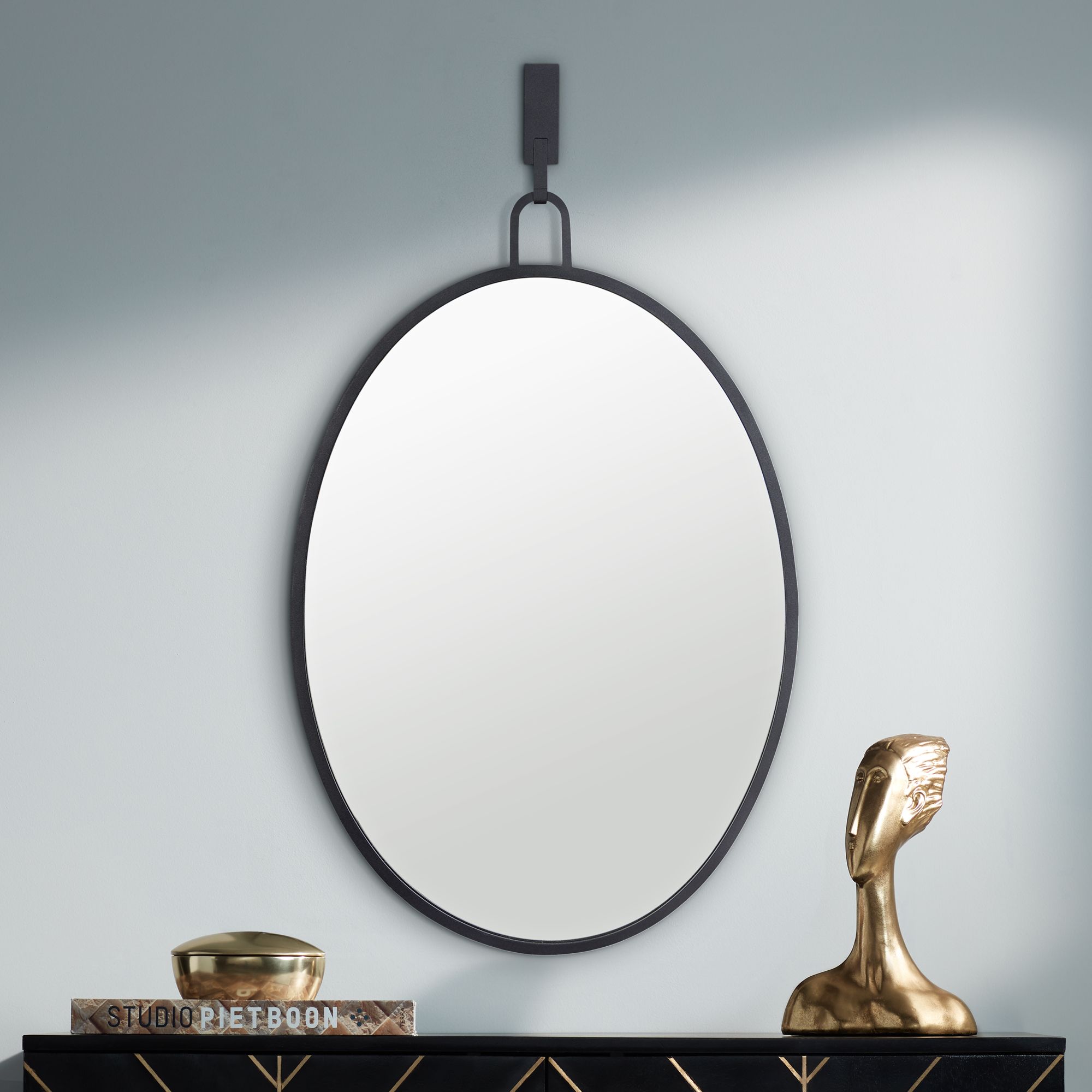 Varaluz Casa Stopwatch Black 22" x 30" Oval Wall Mirror