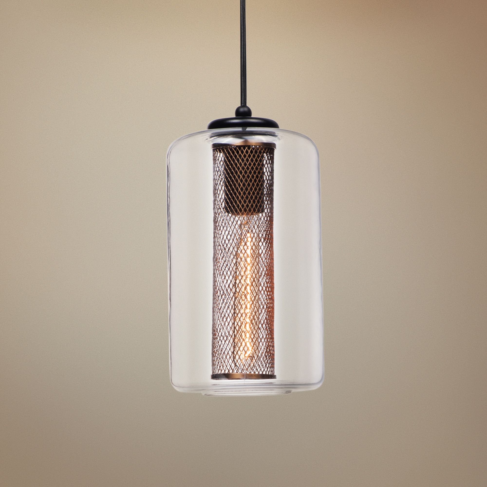 Maxim Firefly 6" Wide Black and Satin Brass Mini Pendant