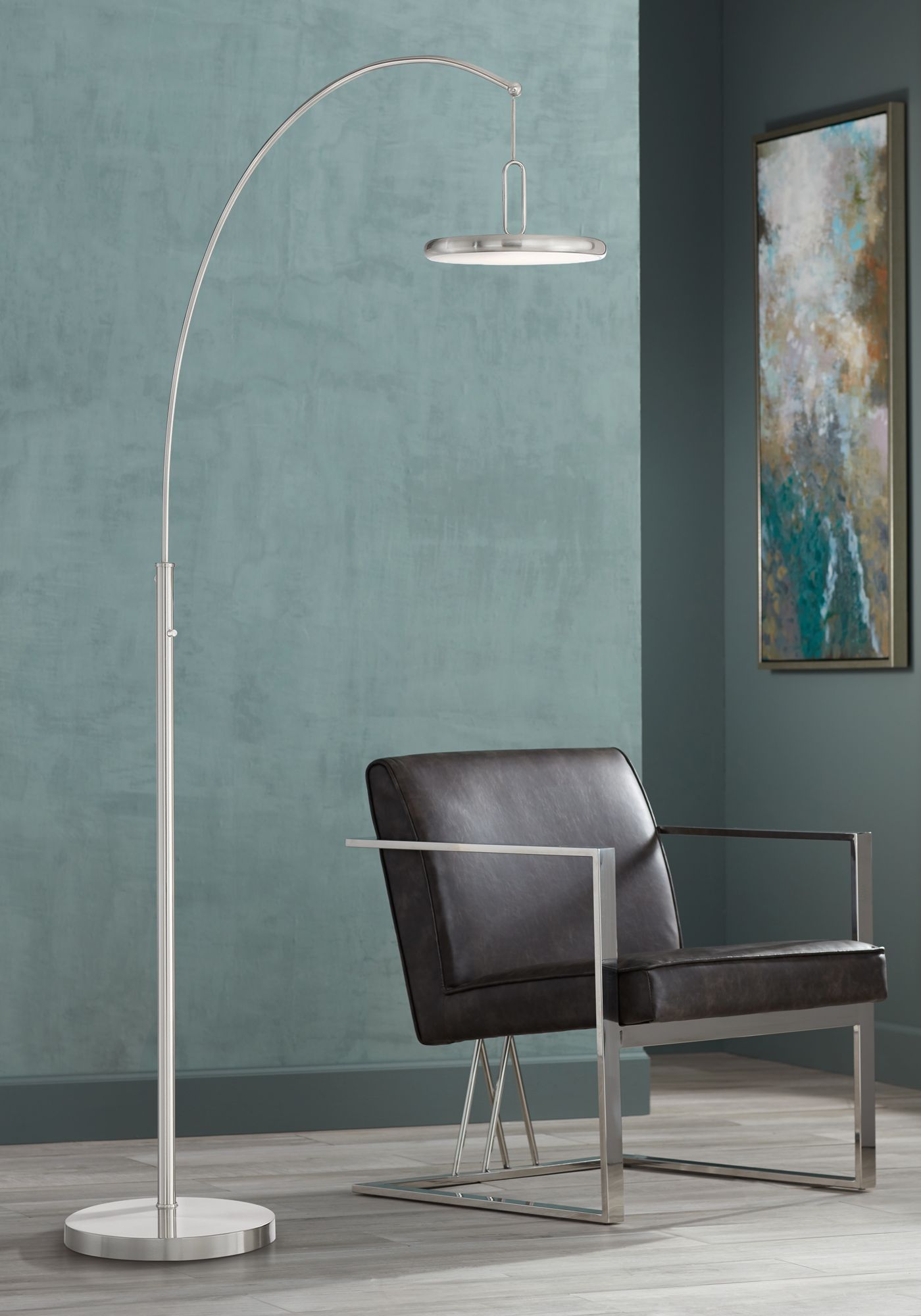 Lite Source Sailee Brushed Nickel LED Arc Floor Lamp