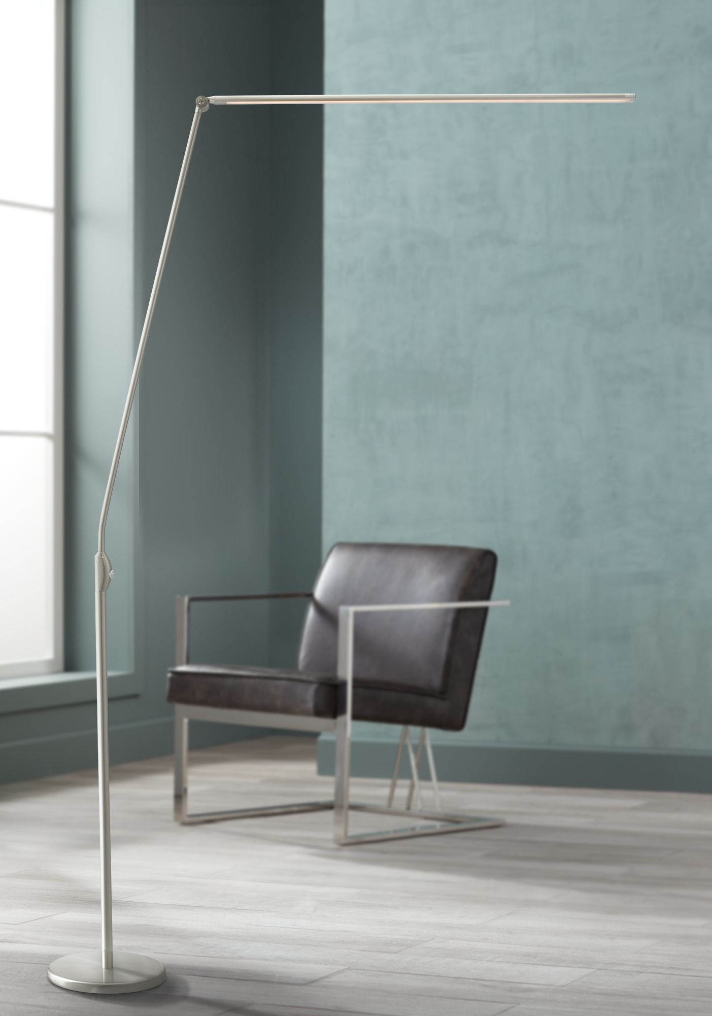 Lite Source Pontus Brushed Nickel LED Reading Floor Lamp