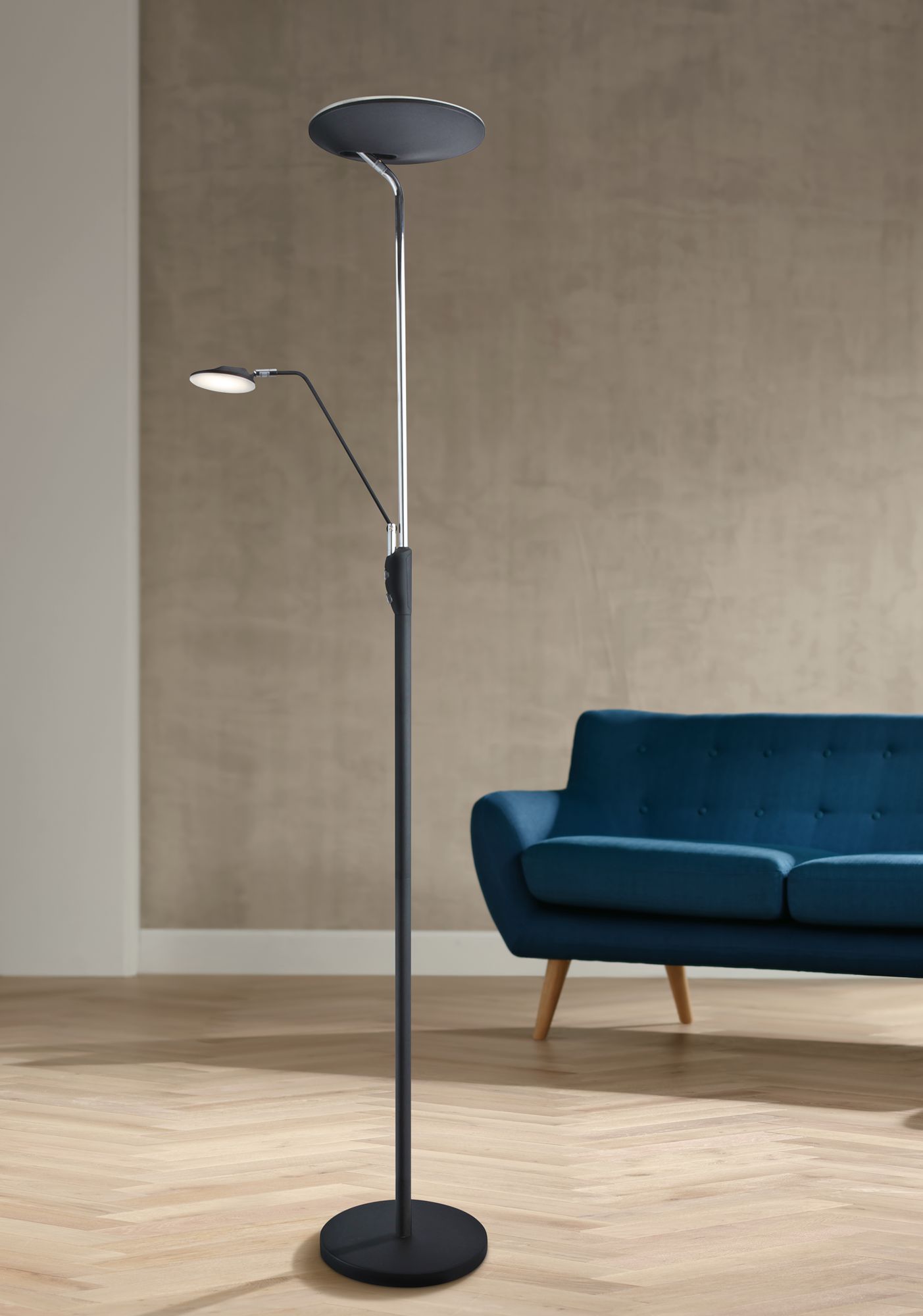 Keira Black LED Torchiere Floor Lamp 