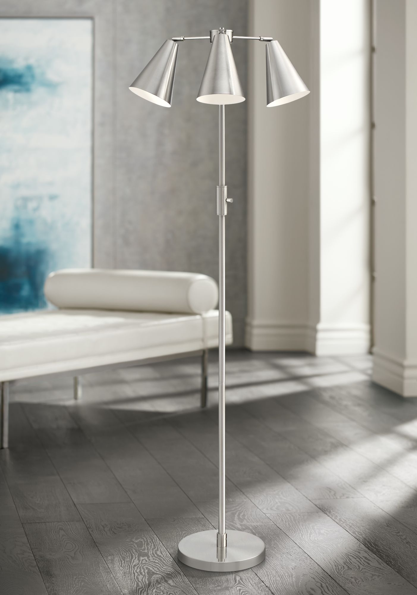 Lite Source Tequisa Brushed Nickel 3-Light Floor Lamp